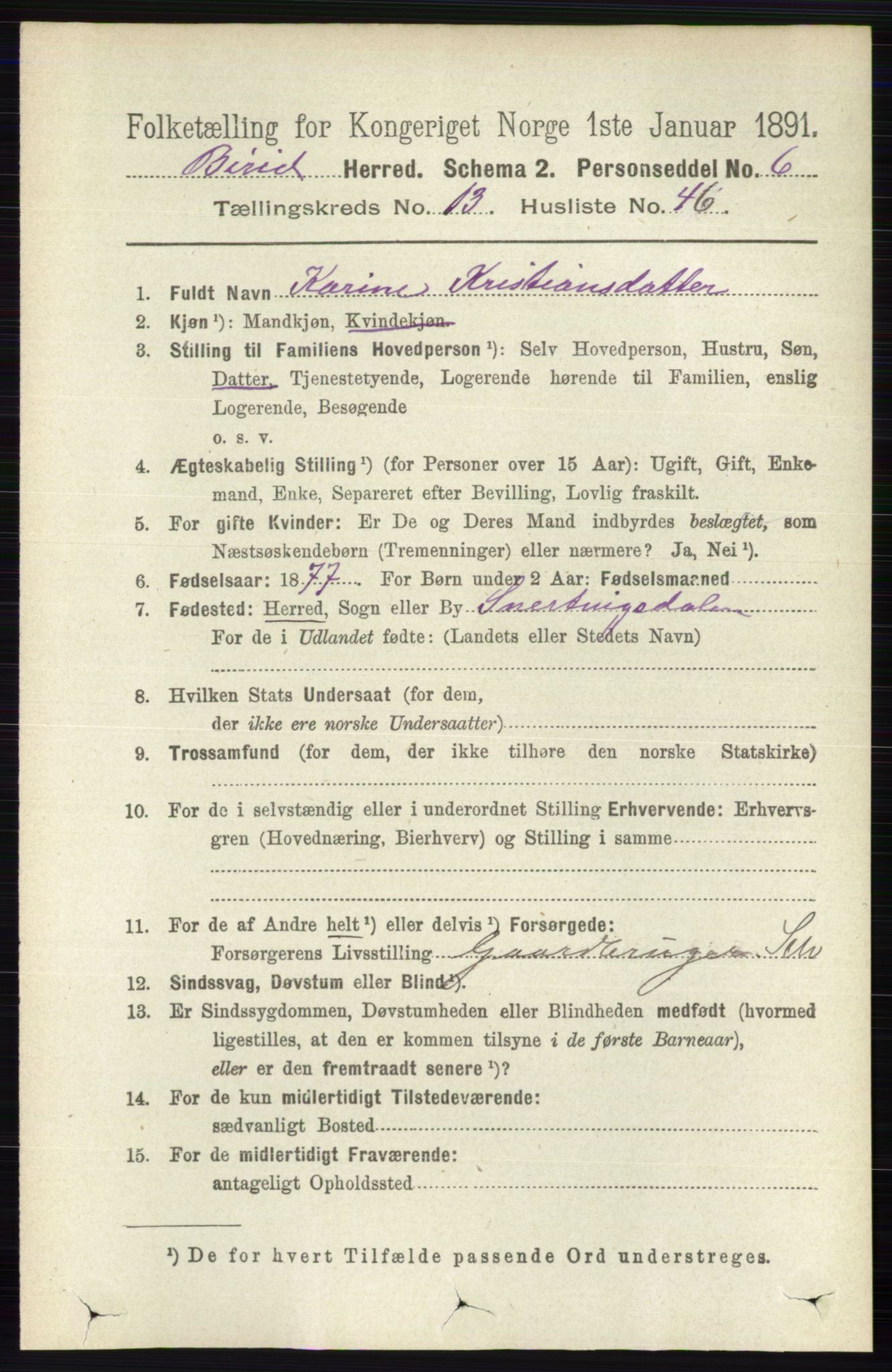 RA, 1891 census for 0525 Biri, 1891, p. 5578