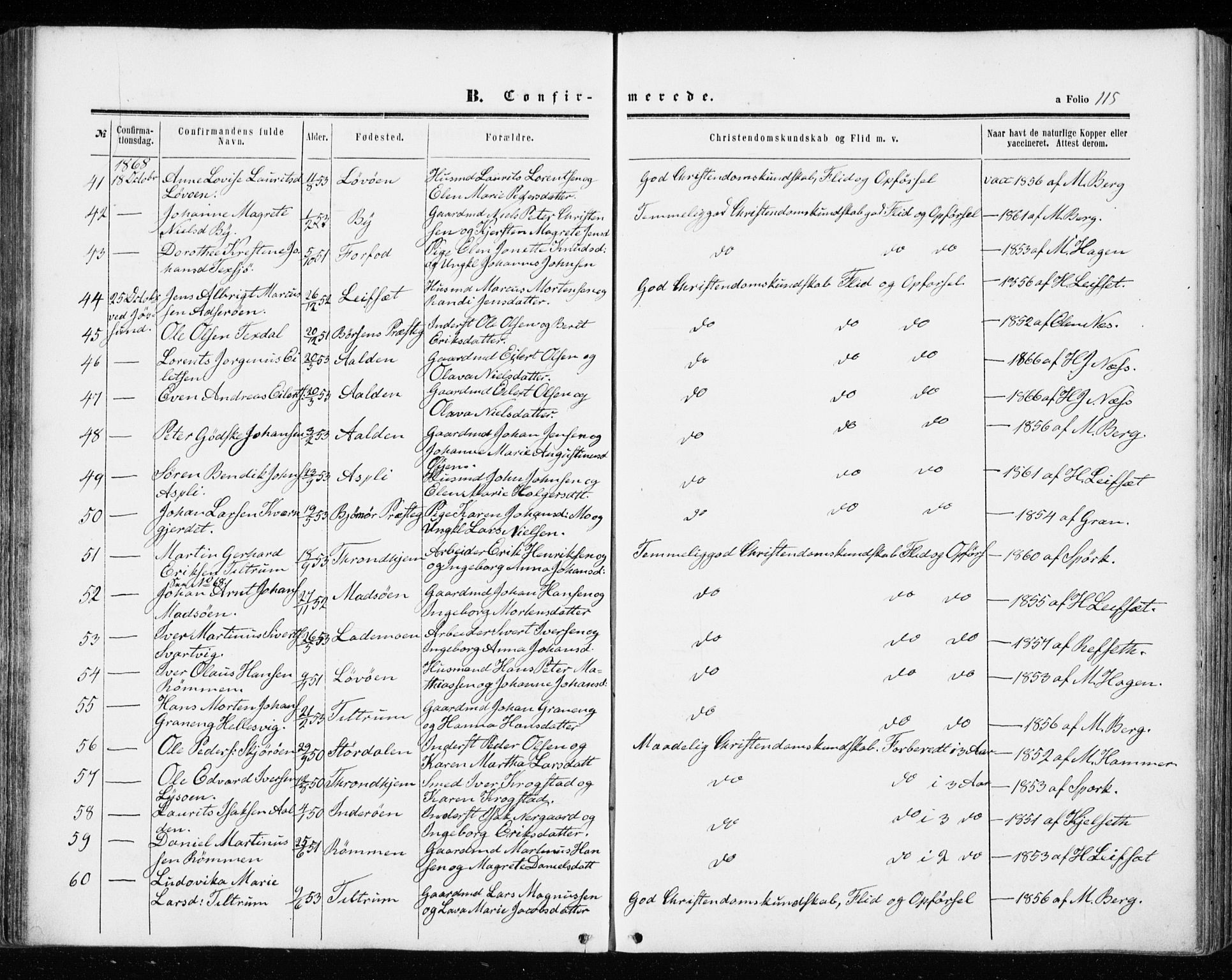 Ministerialprotokoller, klokkerbøker og fødselsregistre - Sør-Trøndelag, SAT/A-1456/655/L0678: Parish register (official) no. 655A07, 1861-1873, p. 115