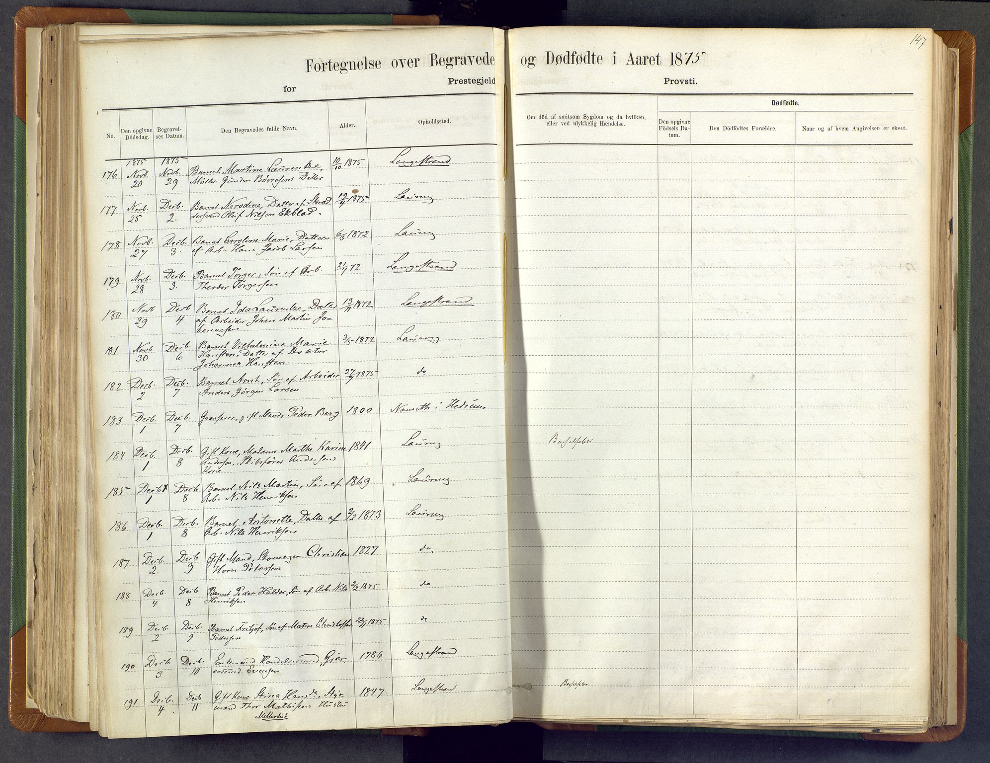 Larvik kirkebøker, AV/SAKO-A-352/F/Fa/L0007: Parish register (official) no. I 7, 1871-1883, p. 147