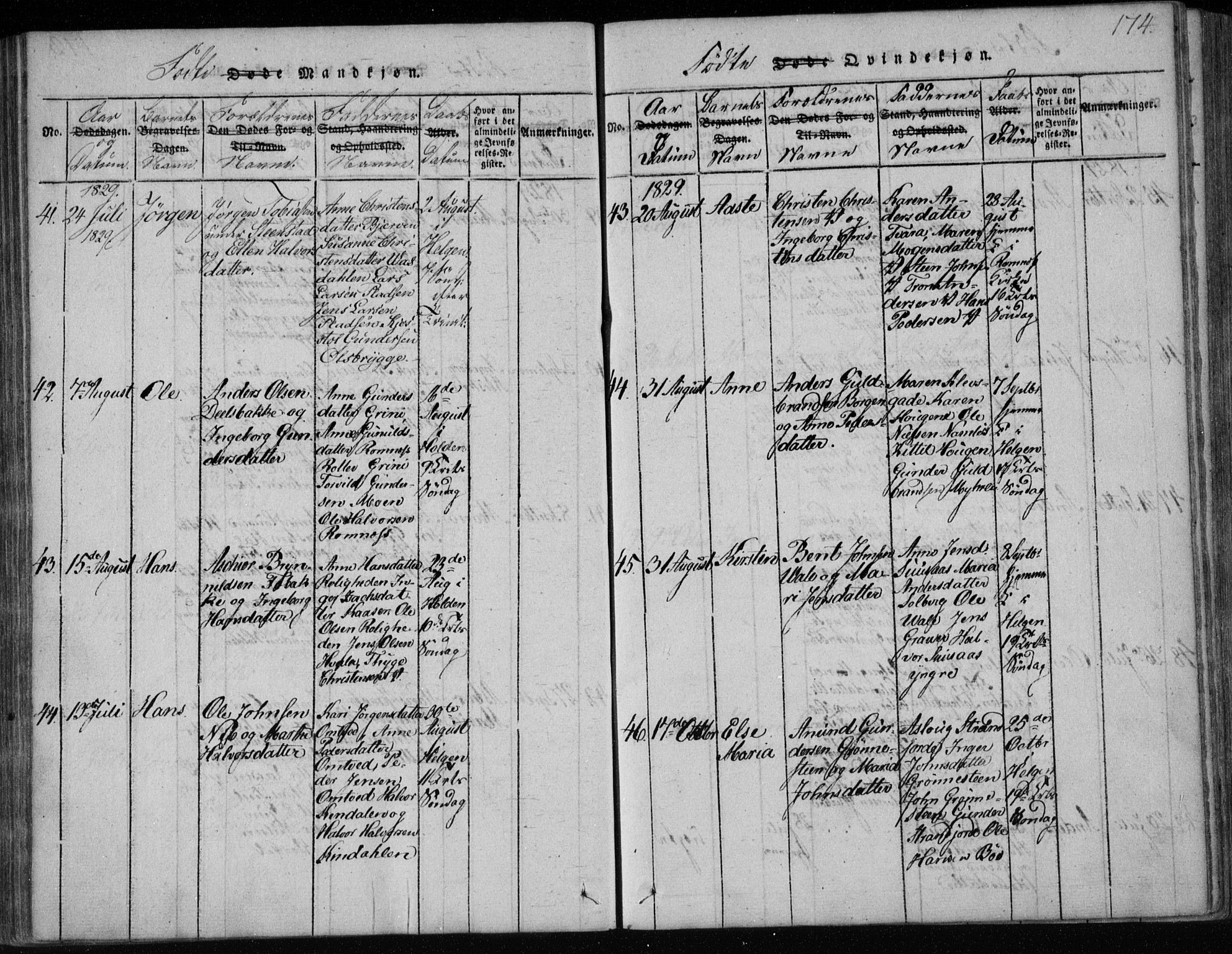 Holla kirkebøker, AV/SAKO-A-272/F/Fa/L0003: Parish register (official) no. 3, 1815-1830, p. 174