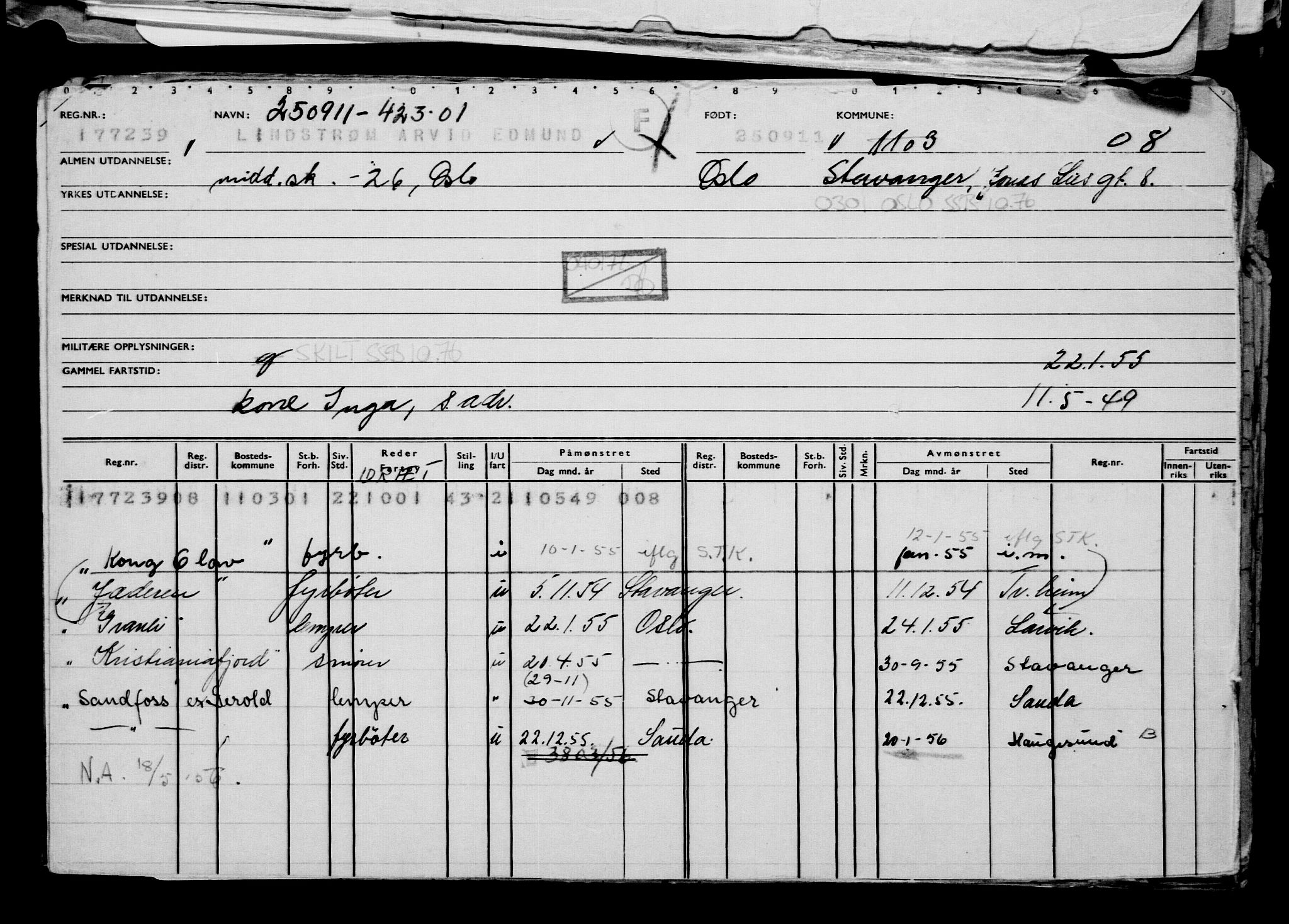 Direktoratet for sjømenn, AV/RA-S-3545/G/Gb/L0099: Hovedkort, 1911, p. 894