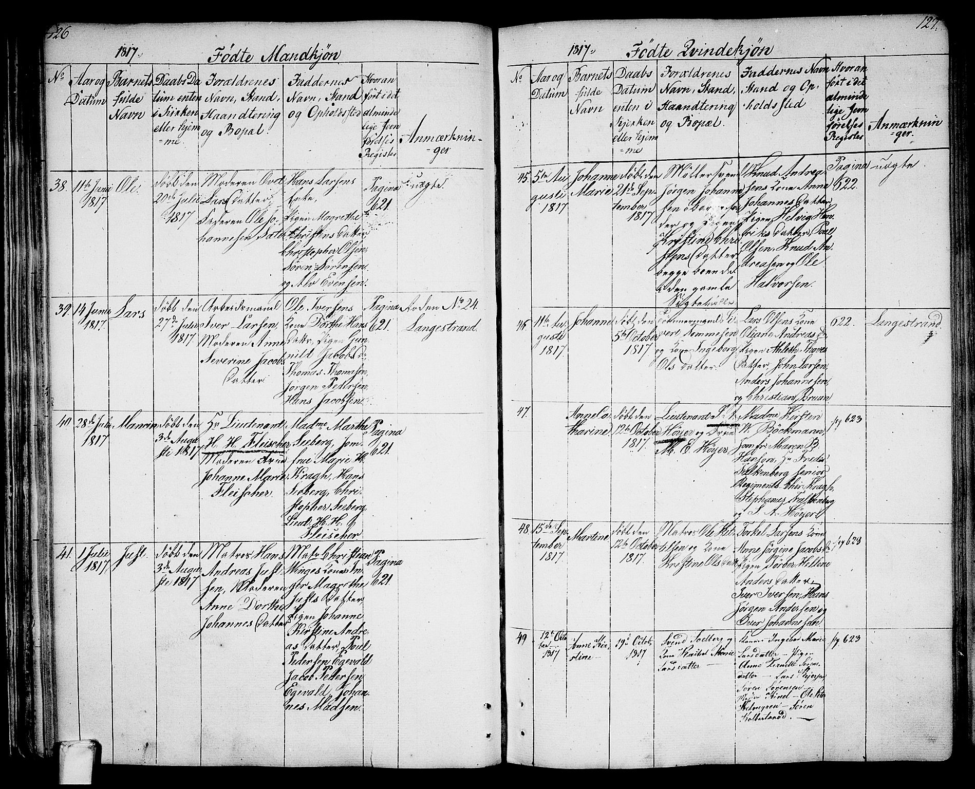 Larvik kirkebøker, AV/SAKO-A-352/G/Ga/L0002: Parish register (copy) no. I 2, 1807-1830, p. 126-127