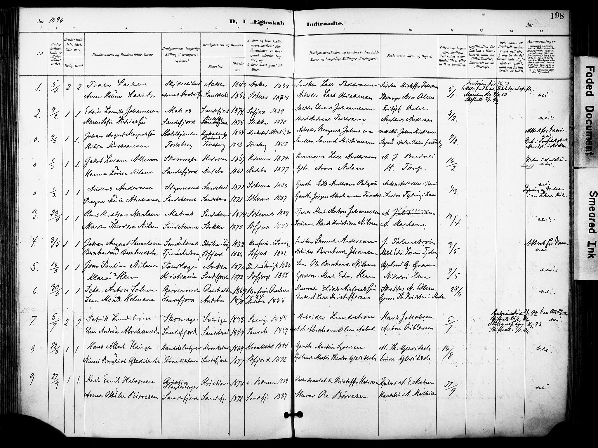 Sandefjord kirkebøker, AV/SAKO-A-315/F/Fa/L0004: Parish register (official) no. 4, 1894-1905, p. 198