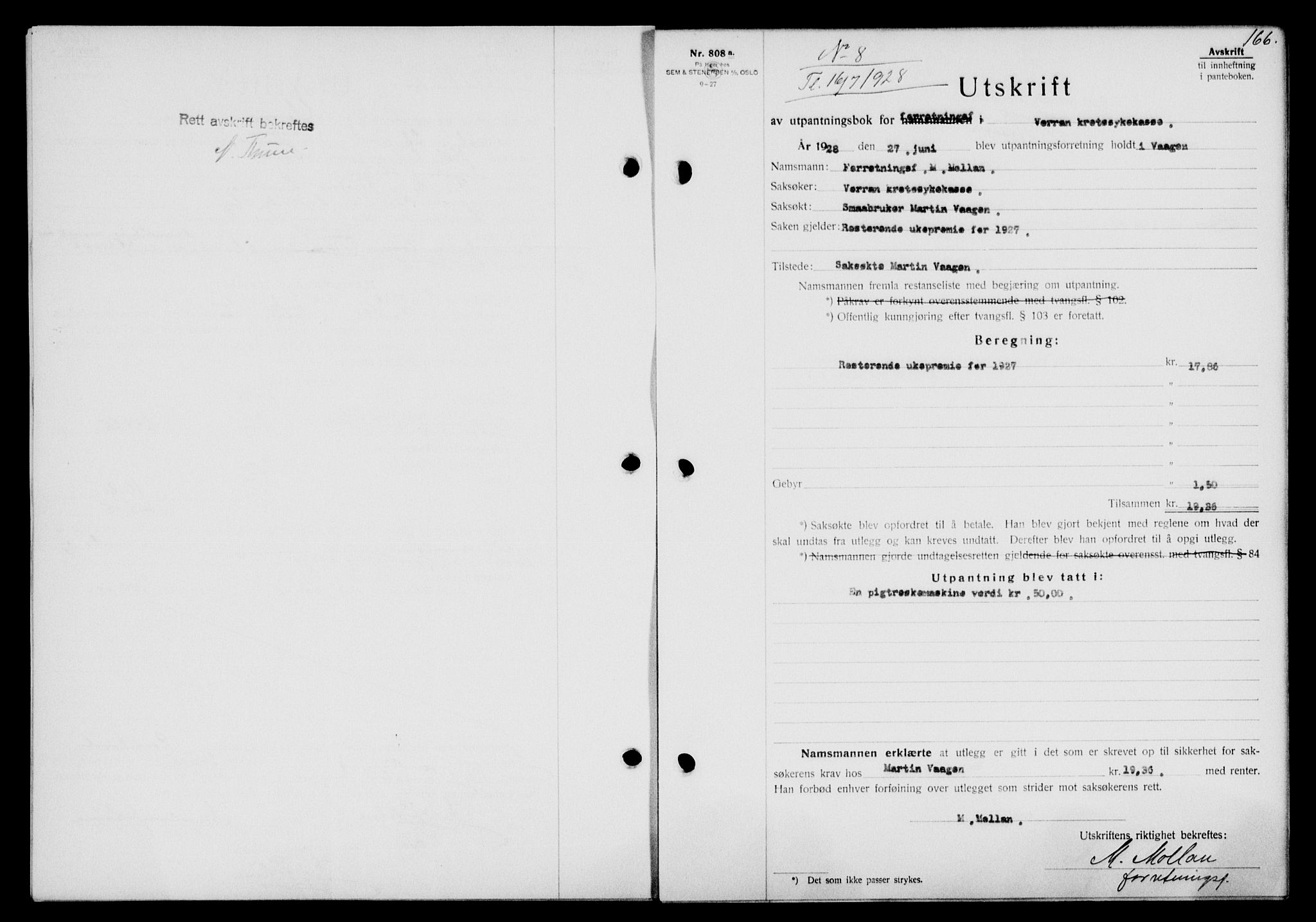 Inderøy sorenskriveri, SAT/A-4147/1/2/2C/L0065: Mortgage book no. 51, 1928-1928, Deed date: 16.07.1928