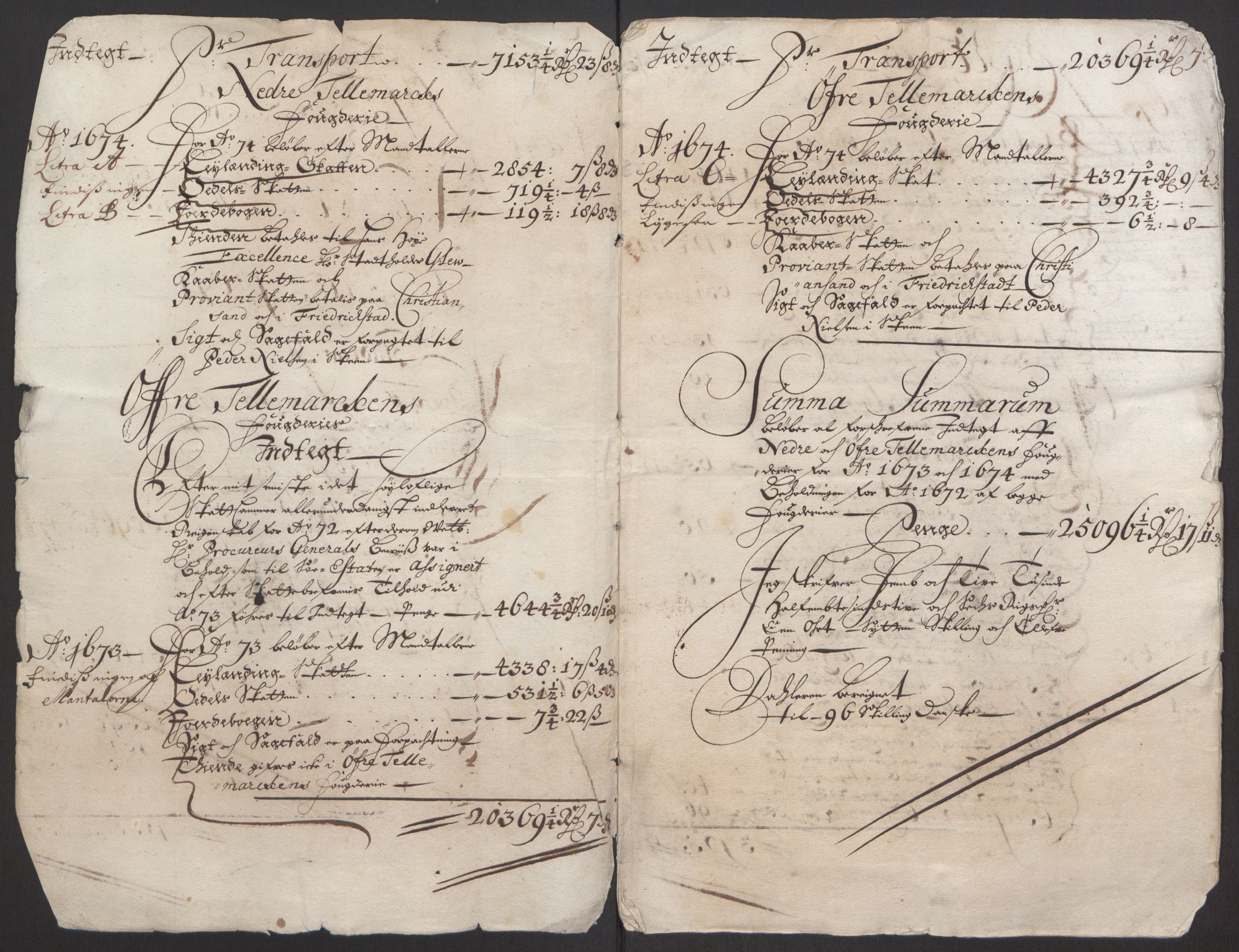 Rentekammeret inntil 1814, Reviderte regnskaper, Fogderegnskap, RA/EA-4092/R35/L2061: Fogderegnskap Øvre og Nedre Telemark, 1673-1674, p. 4