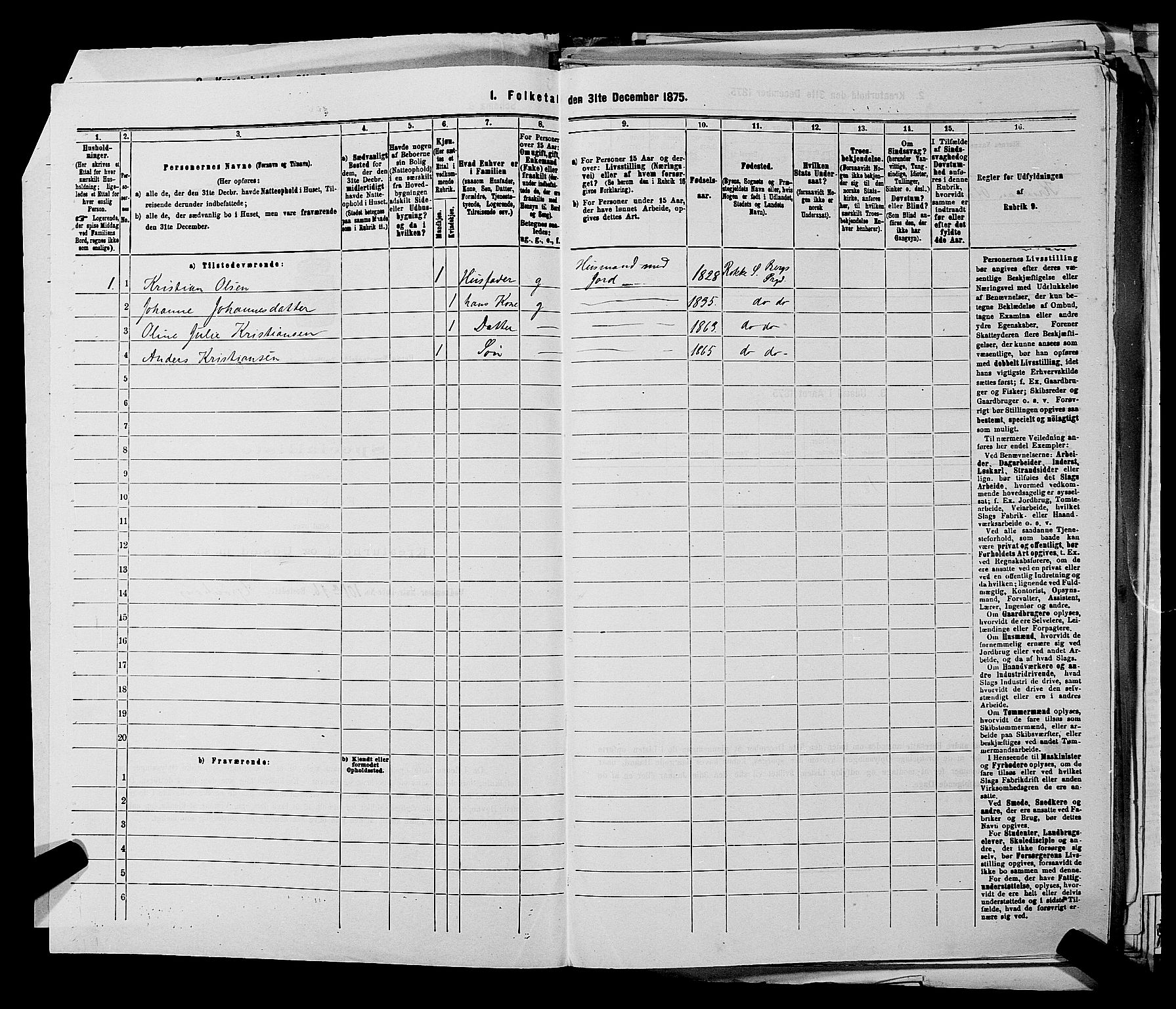 RA, 1875 census for 0116P Berg, 1875, p. 872