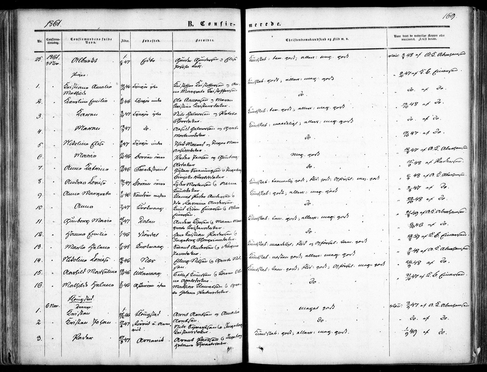 Dypvåg sokneprestkontor, AV/SAK-1111-0007/F/Fa/Faa/L0006: Parish register (official) no. A 6, 1855-1872, p. 169