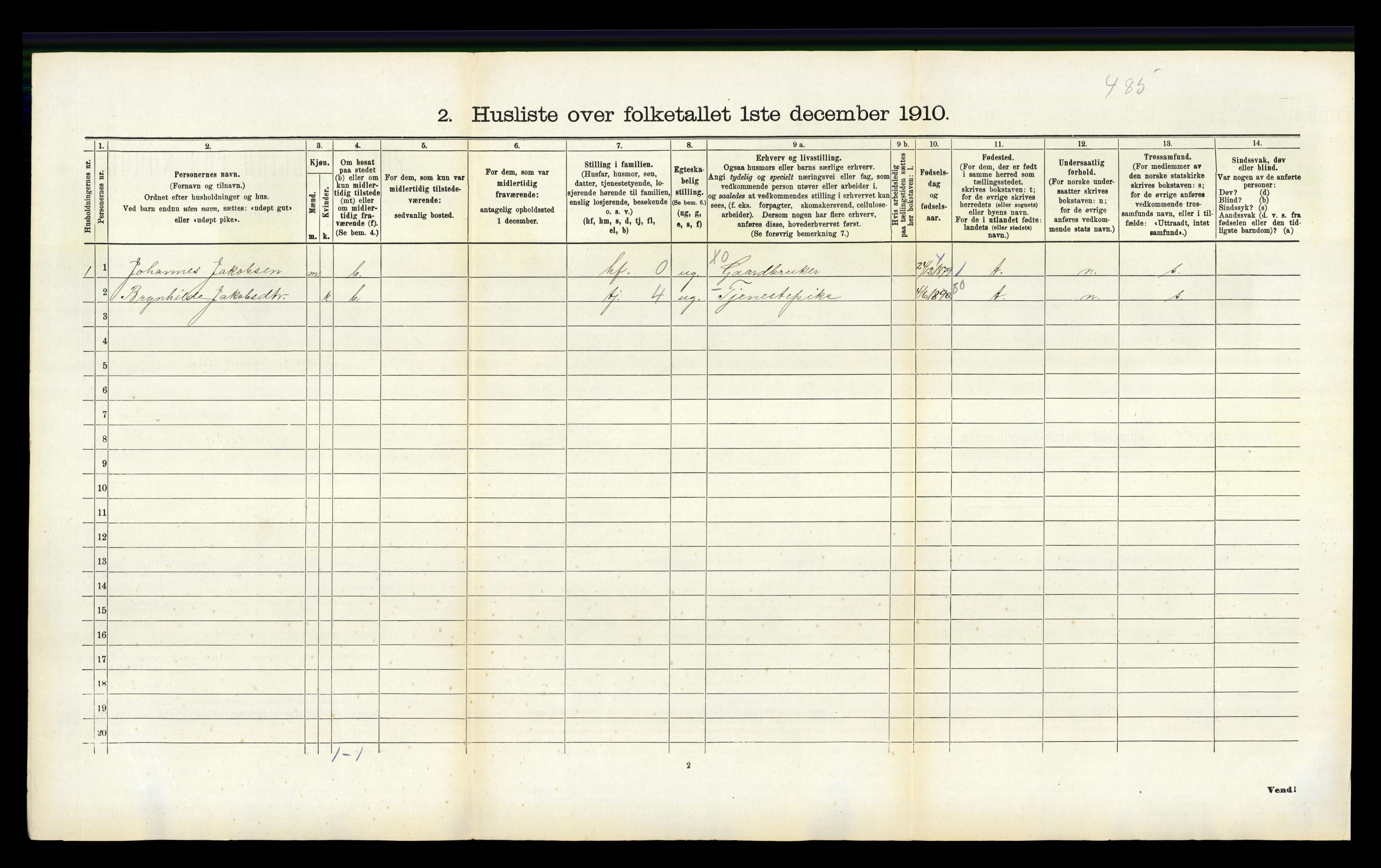 RA, 1910 census for Vikebygd, 1910, p. 232