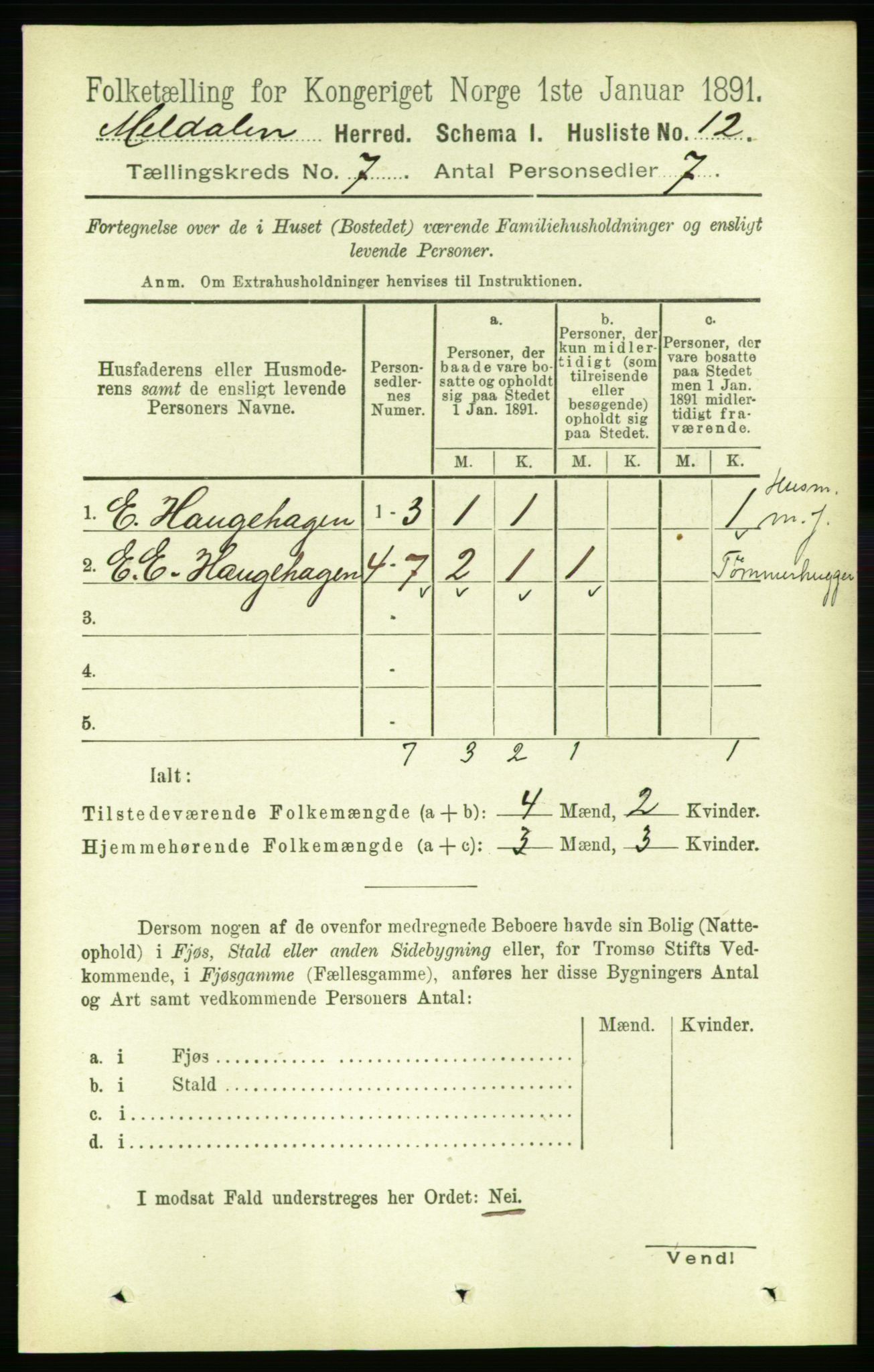 RA, 1891 census for 1636 Meldal, 1891, p. 3342