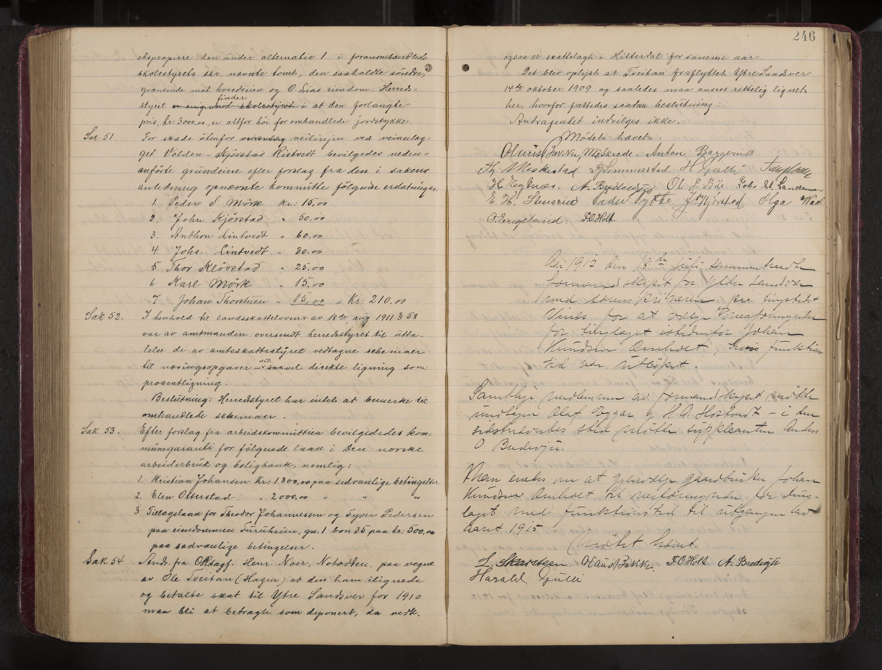 Ytre Sandsvær formannskap og sentraladministrasjon, IKAK/0629021/A/Aa/L0001: Møtebok med register, 1902-1919, p. 246