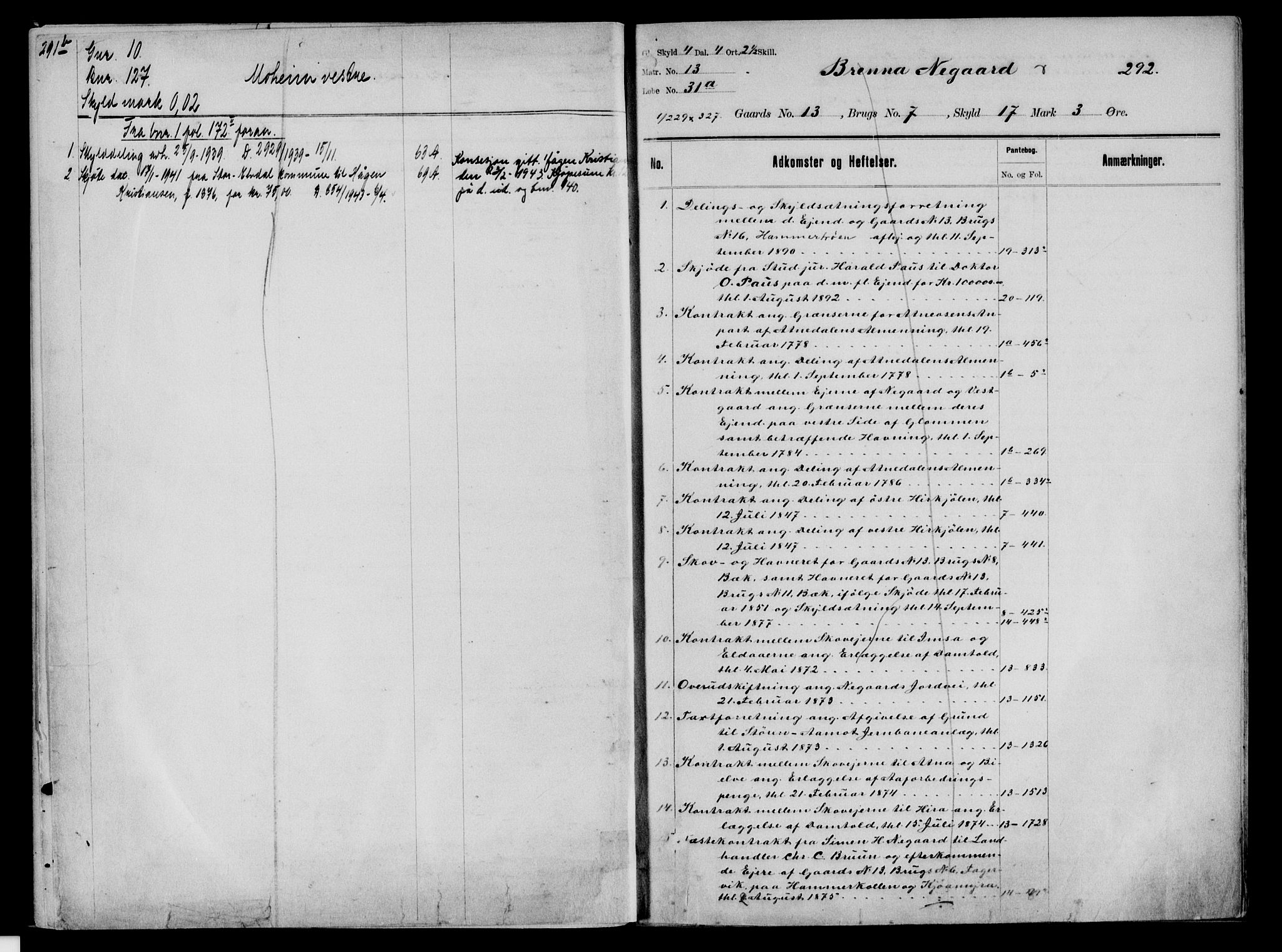 Sør-Østerdal sorenskriveri, AV/SAH-TING-018/H/Ha/Had/L0058B: Mortgage register no. 1B, 1850-1950, p. 292