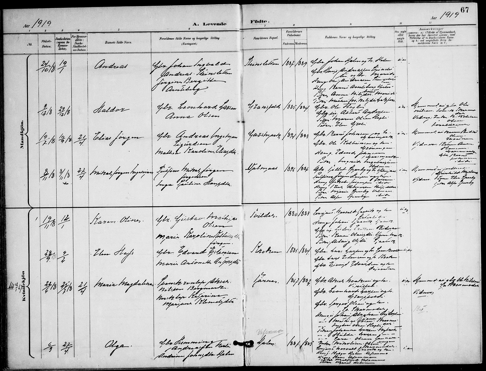 Ministerialprotokoller, klokkerbøker og fødselsregistre - Nordland, AV/SAT-A-1459/823/L0326: Parish register (official) no. 823A03, 1899-1919, p. 67