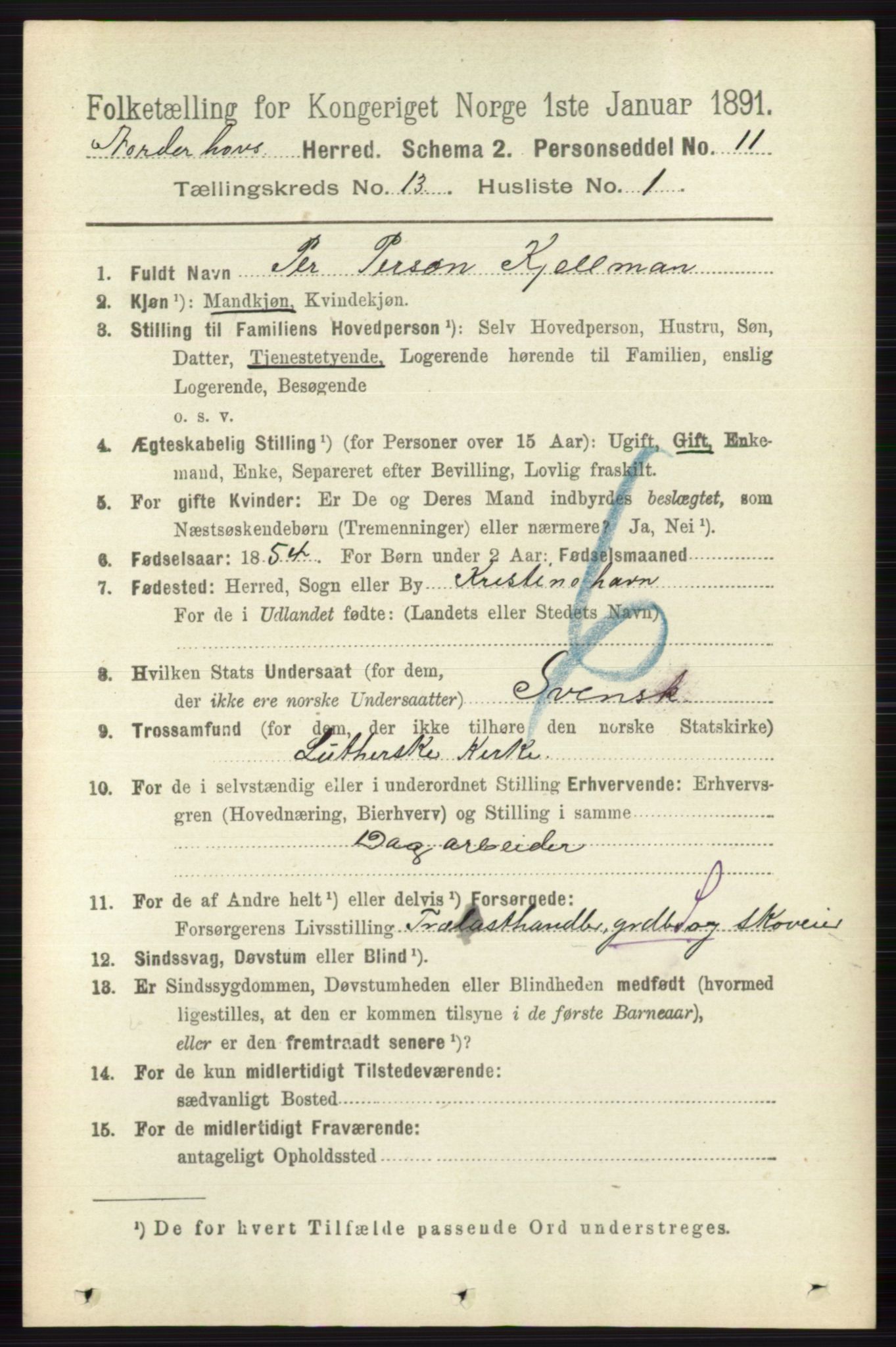 RA, 1891 census for 0613 Norderhov, 1891, p. 8890