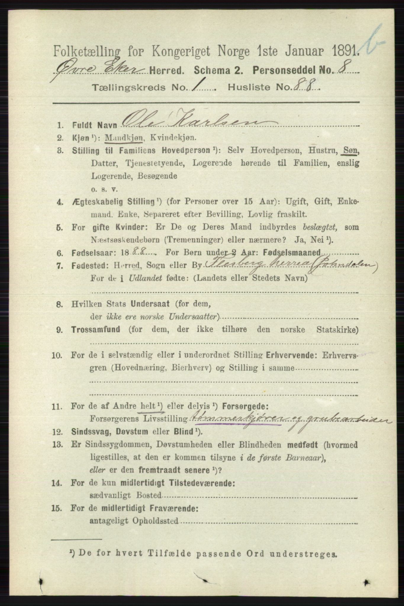 RA, 1891 census for 0624 Øvre Eiker, 1891, p. 8341