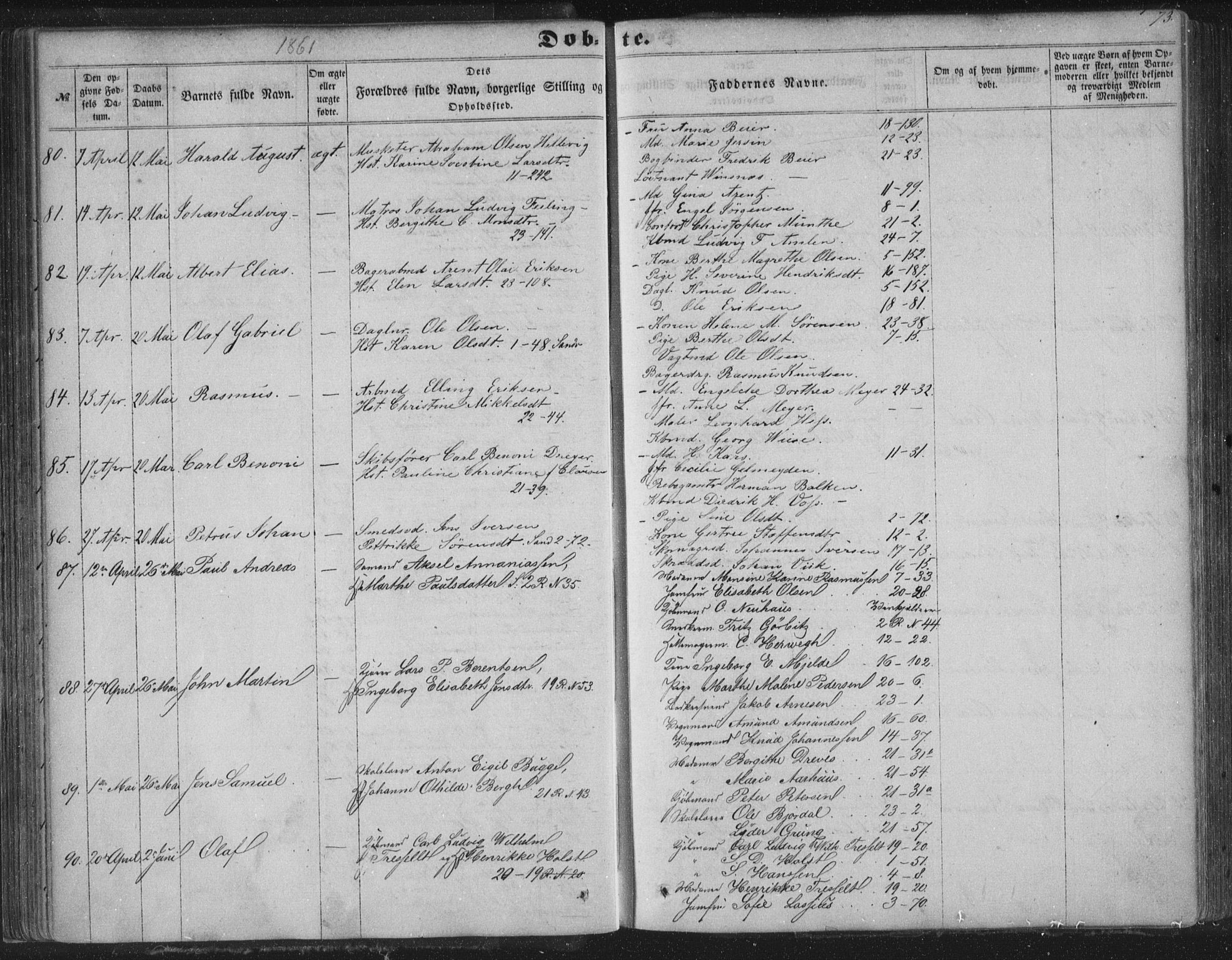 Korskirken sokneprestembete, SAB/A-76101/H/Haa/L0018: Parish register (official) no. B 4, 1857-1866, p. 73