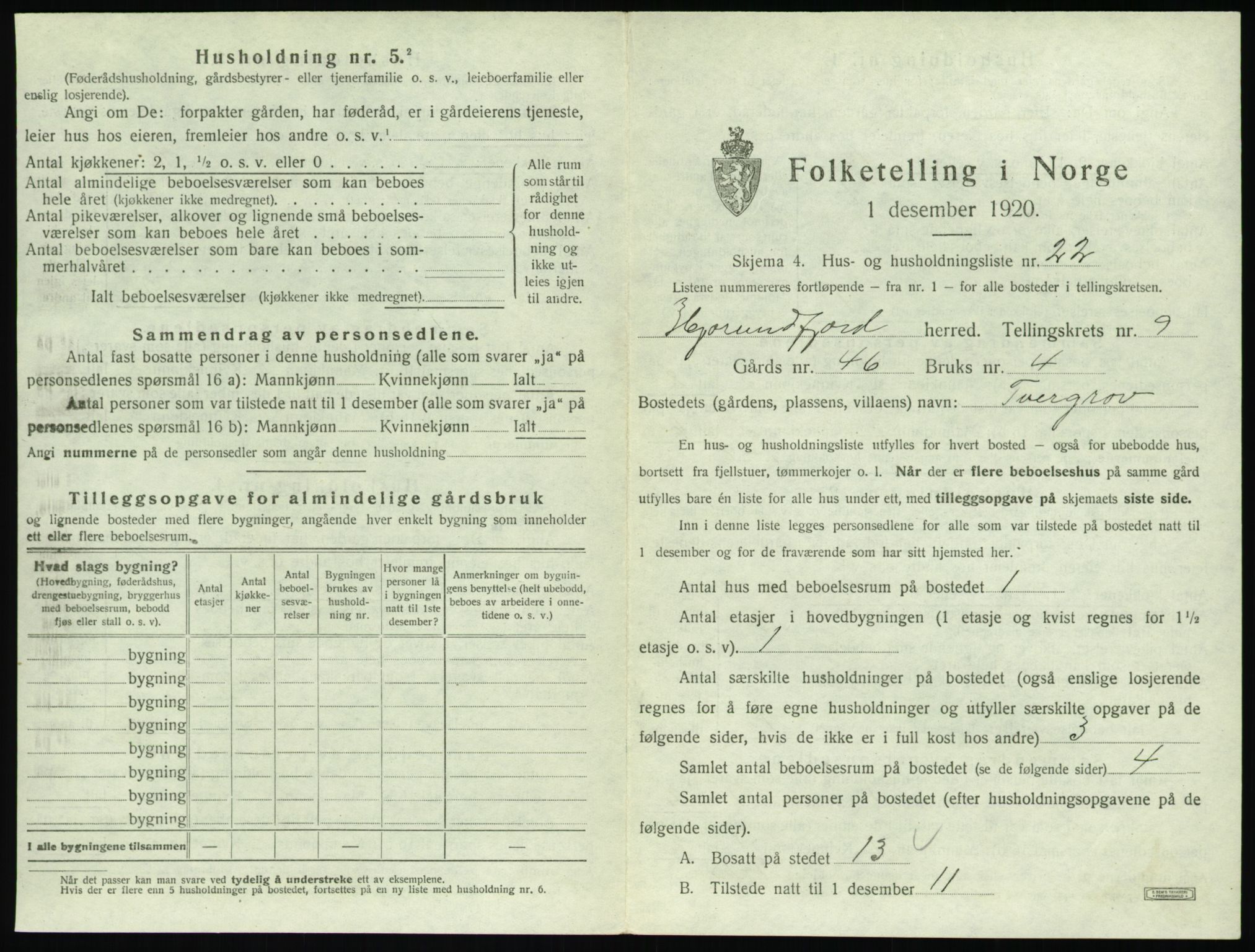 SAT, 1920 census for Hjørundfjord, 1920, p. 465