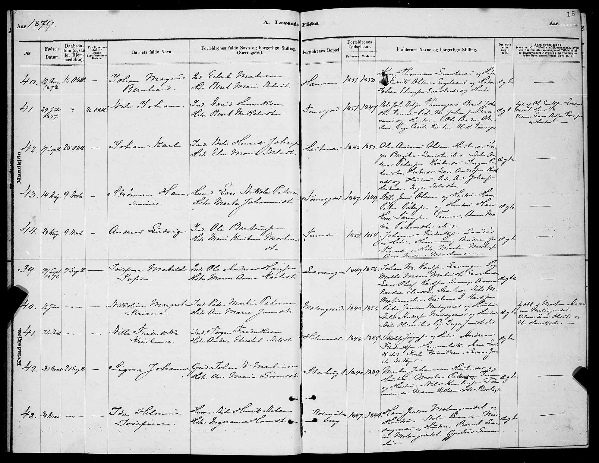 Balsfjord sokneprestembete, SATØ/S-1303/G/Ga/L0007klokker: Parish register (copy) no. 7, 1878-1889, p. 15