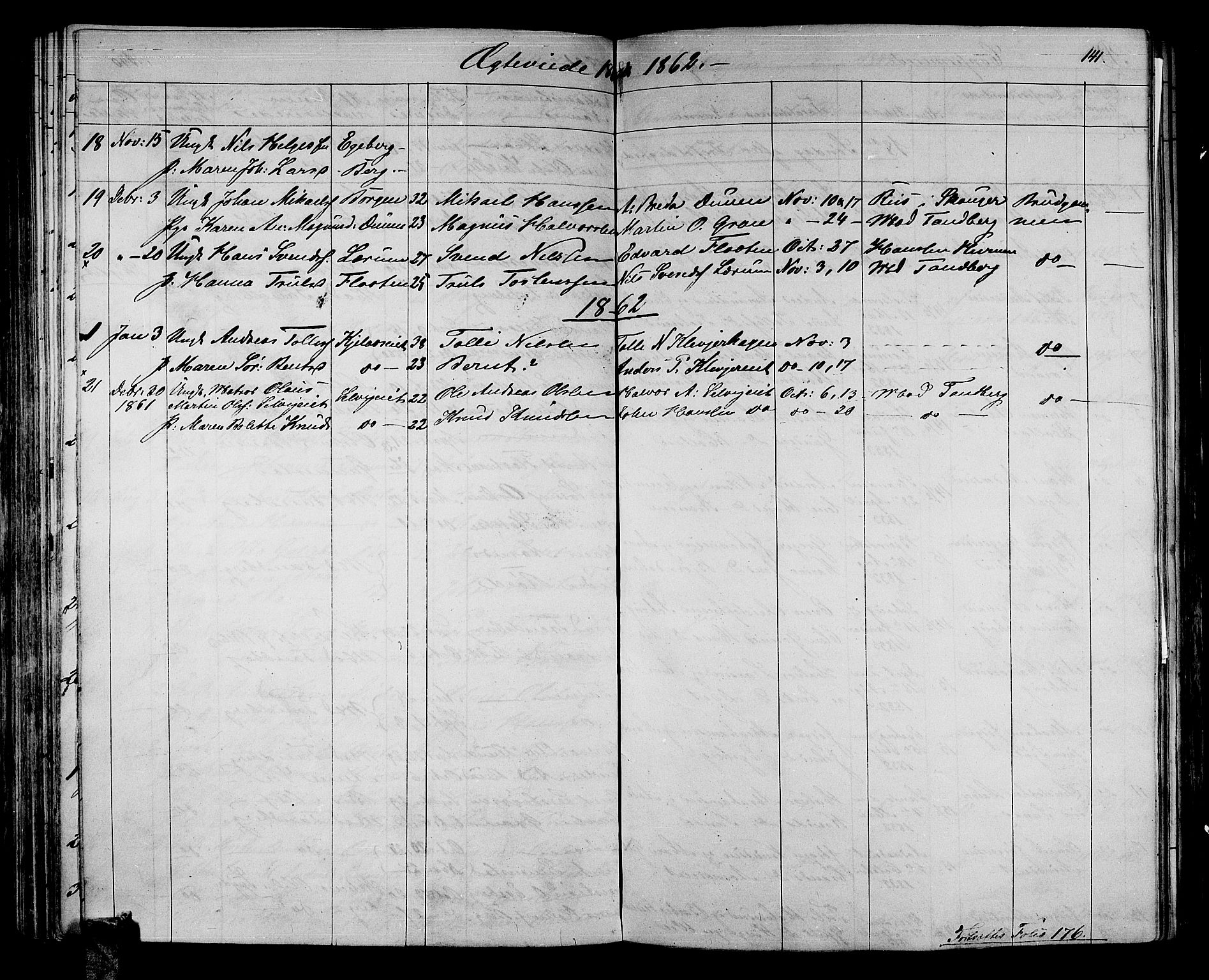 Sande Kirkebøker, AV/SAKO-A-53/G/Ga/L0002: Parish register (copy) no. 2, 1847-1863, p. 141