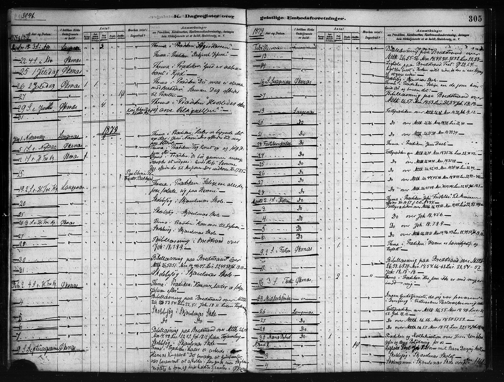 Ministerialprotokoller, klokkerbøker og fødselsregistre - Nordland, AV/SAT-A-1459/893/L1335: Parish register (official) no. 893A08 /1, 1878-1884, p. 305