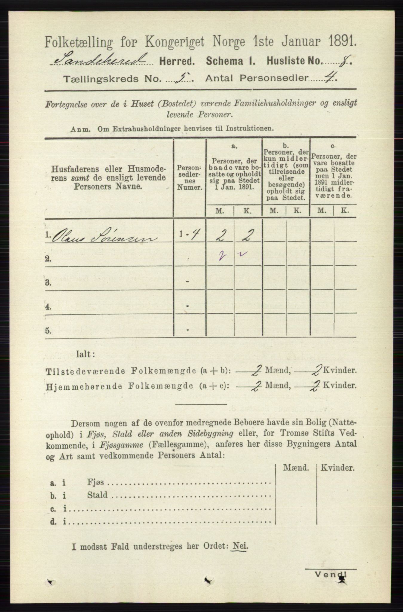 RA, 1891 census for 0724 Sandeherred, 1891, p. 2702