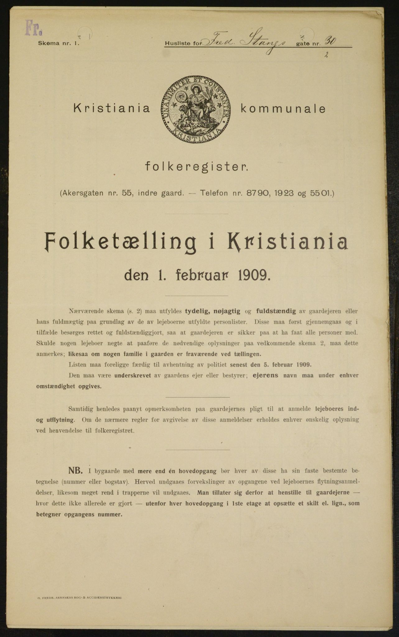 OBA, Municipal Census 1909 for Kristiania, 1909, p. 24142