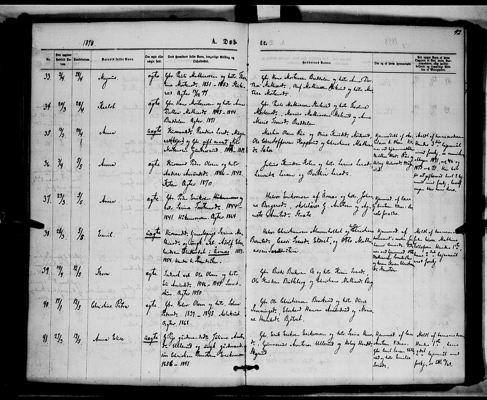 Våler prestekontor, Hedmark, AV/SAH-PREST-040/H/Ha/Haa/L0002: Parish register (official) no. 2, 1867-1878, p. 92