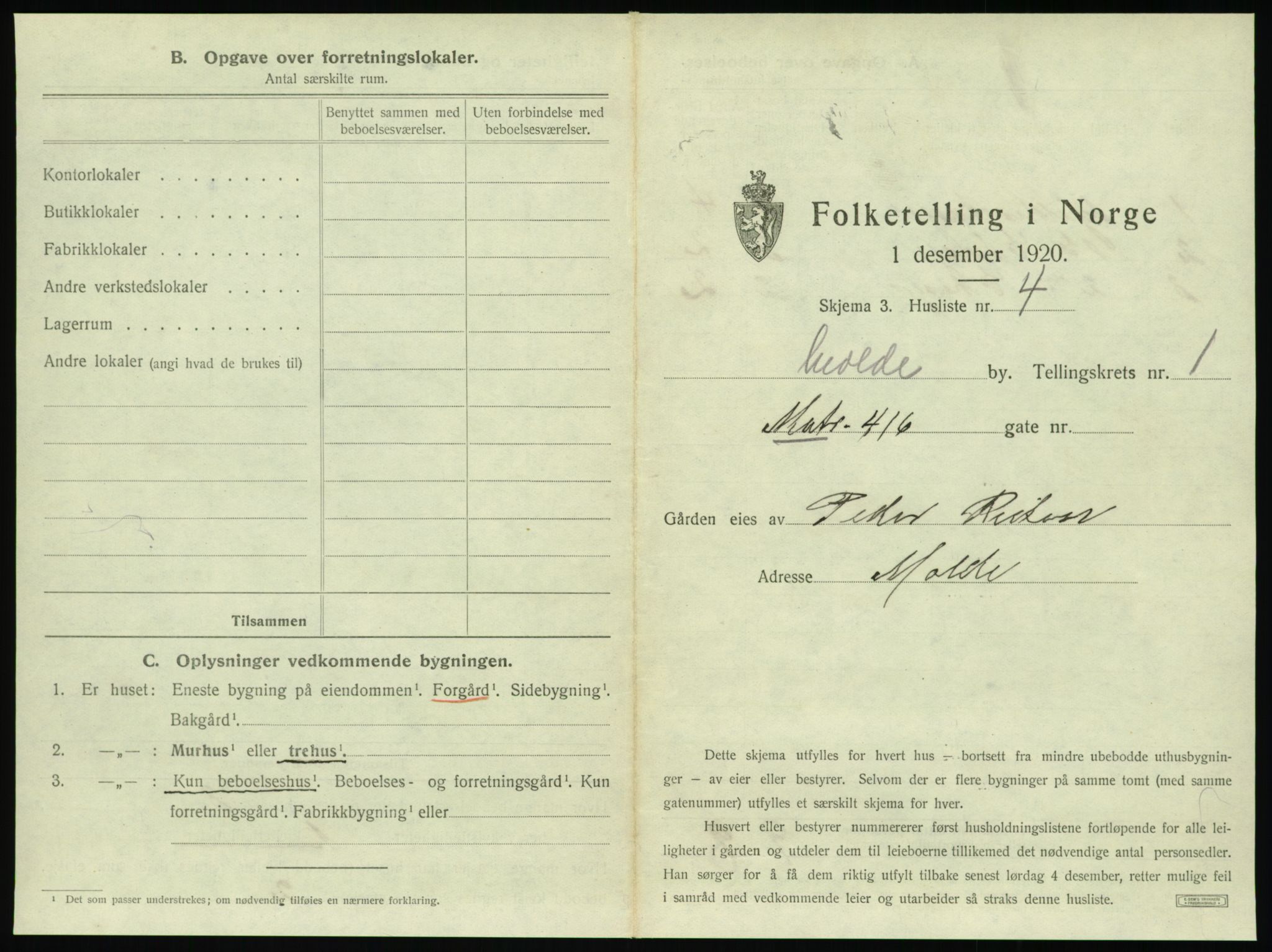 SAT, 1920 census for Molde, 1920, p. 31