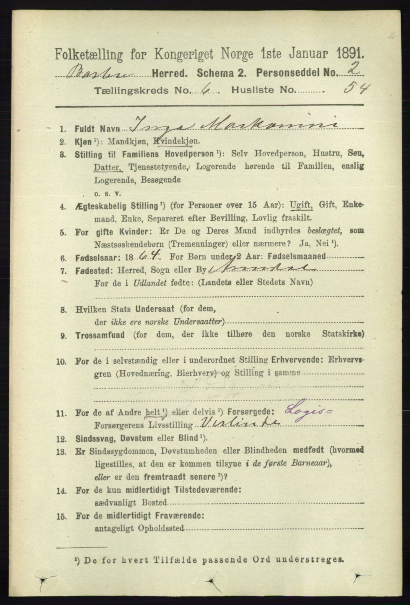 RA, 1891 census for 0990 Barbu, 1891, p. 4829