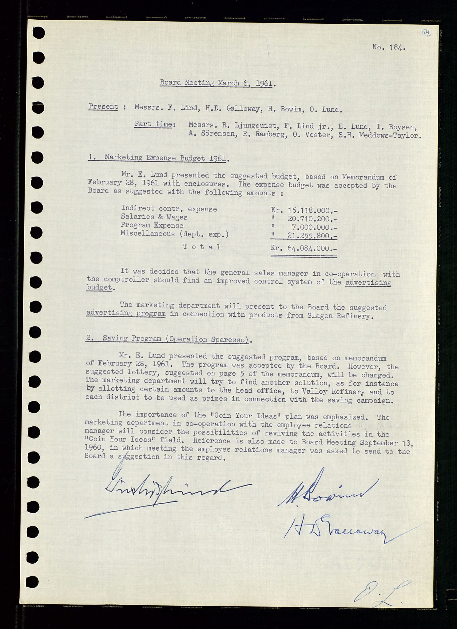 Pa 0982 - Esso Norge A/S, SAST/A-100448/A/Aa/L0001/0002: Den administrerende direksjon Board minutes (styrereferater) / Den administrerende direksjon Board minutes (styrereferater), 1960-1961, p. 101