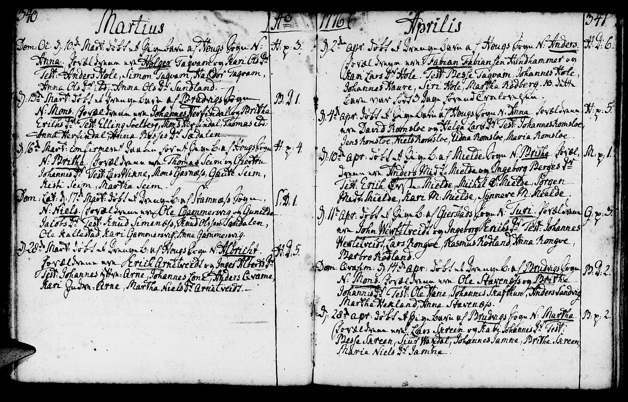 Haus sokneprestembete, AV/SAB-A-75601/H/Haa: Parish register (official) no. A 9, 1767-1781, p. 340-341