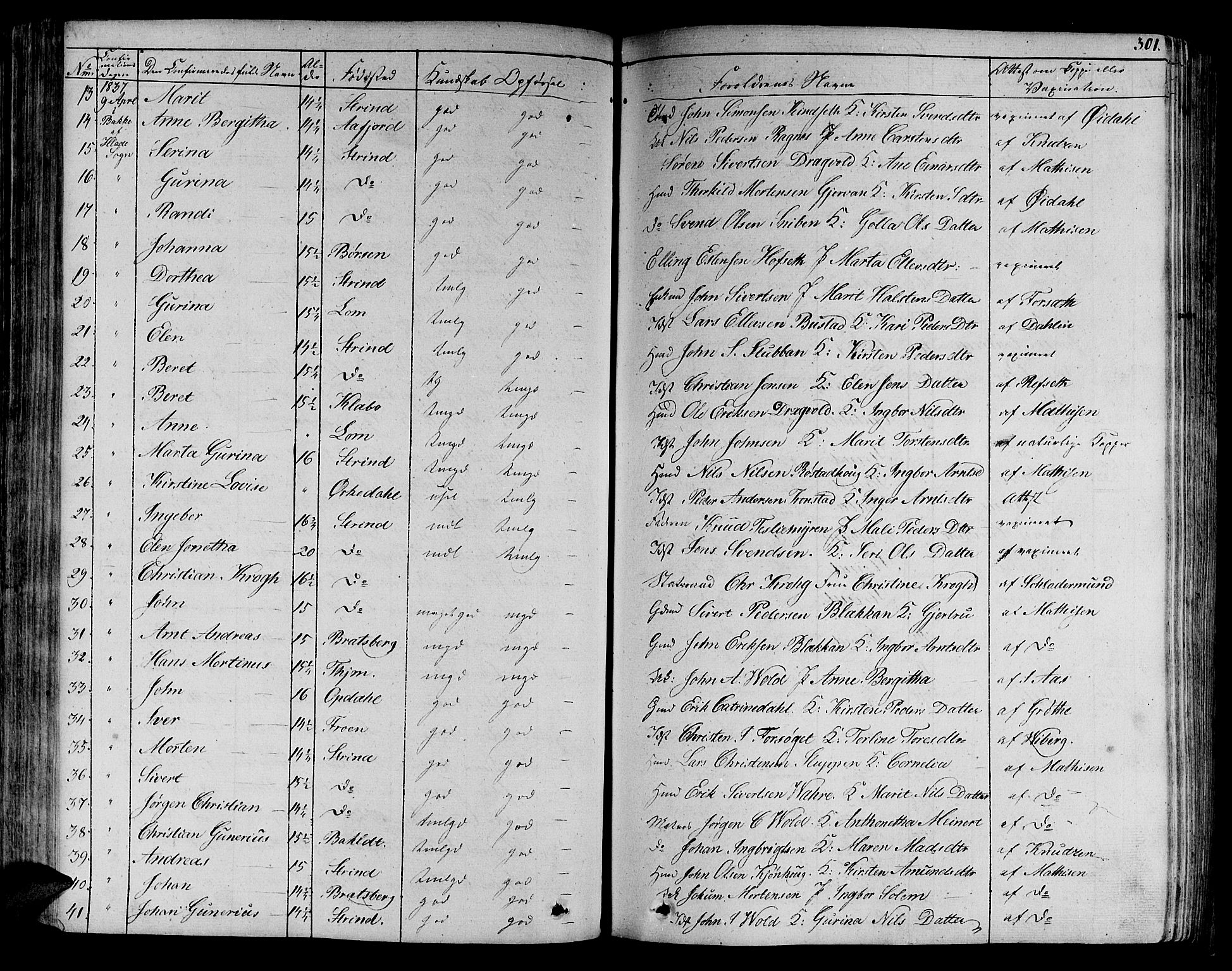 Ministerialprotokoller, klokkerbøker og fødselsregistre - Sør-Trøndelag, SAT/A-1456/606/L0286: Parish register (official) no. 606A04 /1, 1823-1840, p. 301