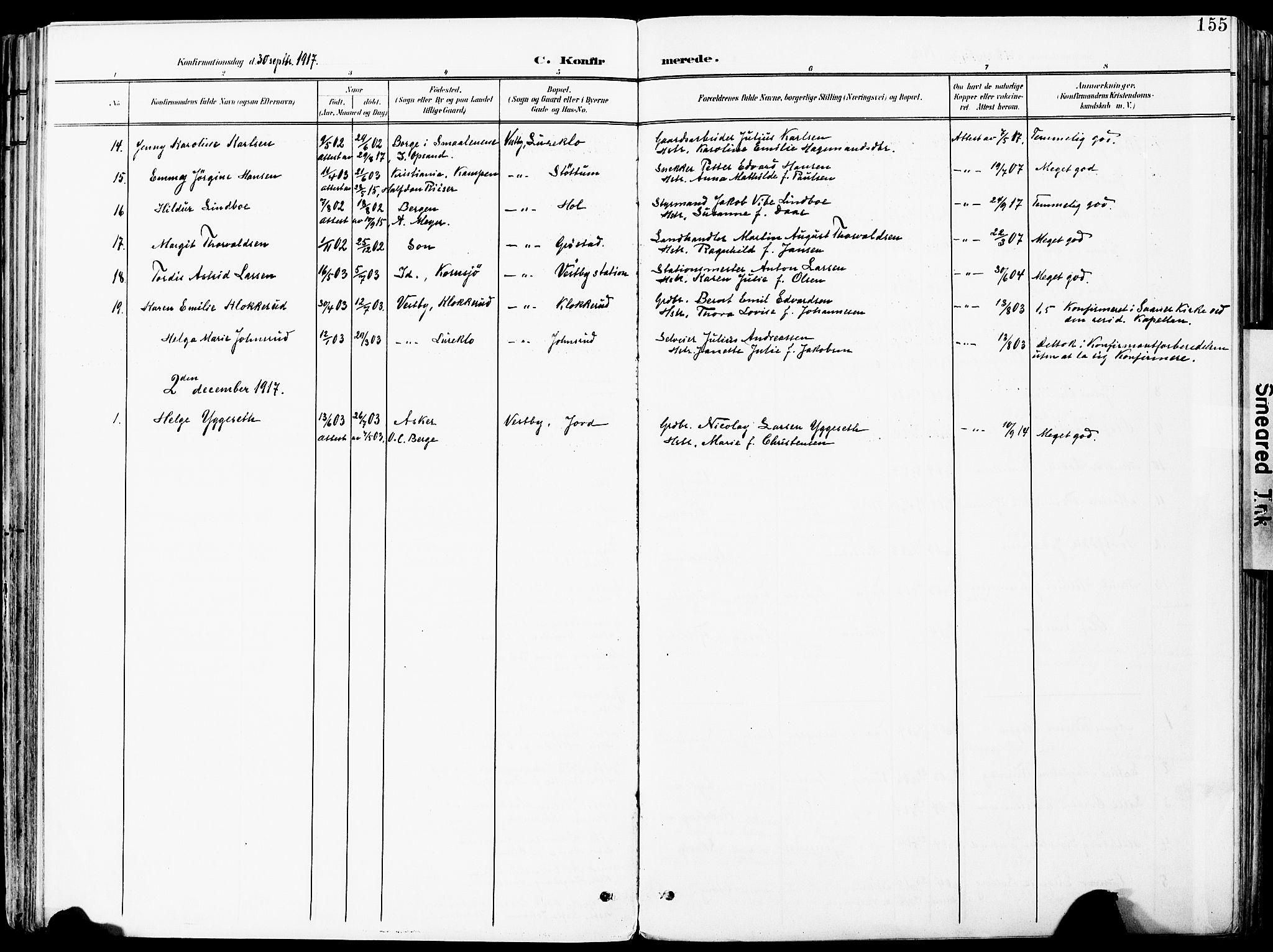 Vestby prestekontor Kirkebøker, AV/SAO-A-10893/F/Fa/L0010: Parish register (official) no. I 10, 1900-1926, p. 155