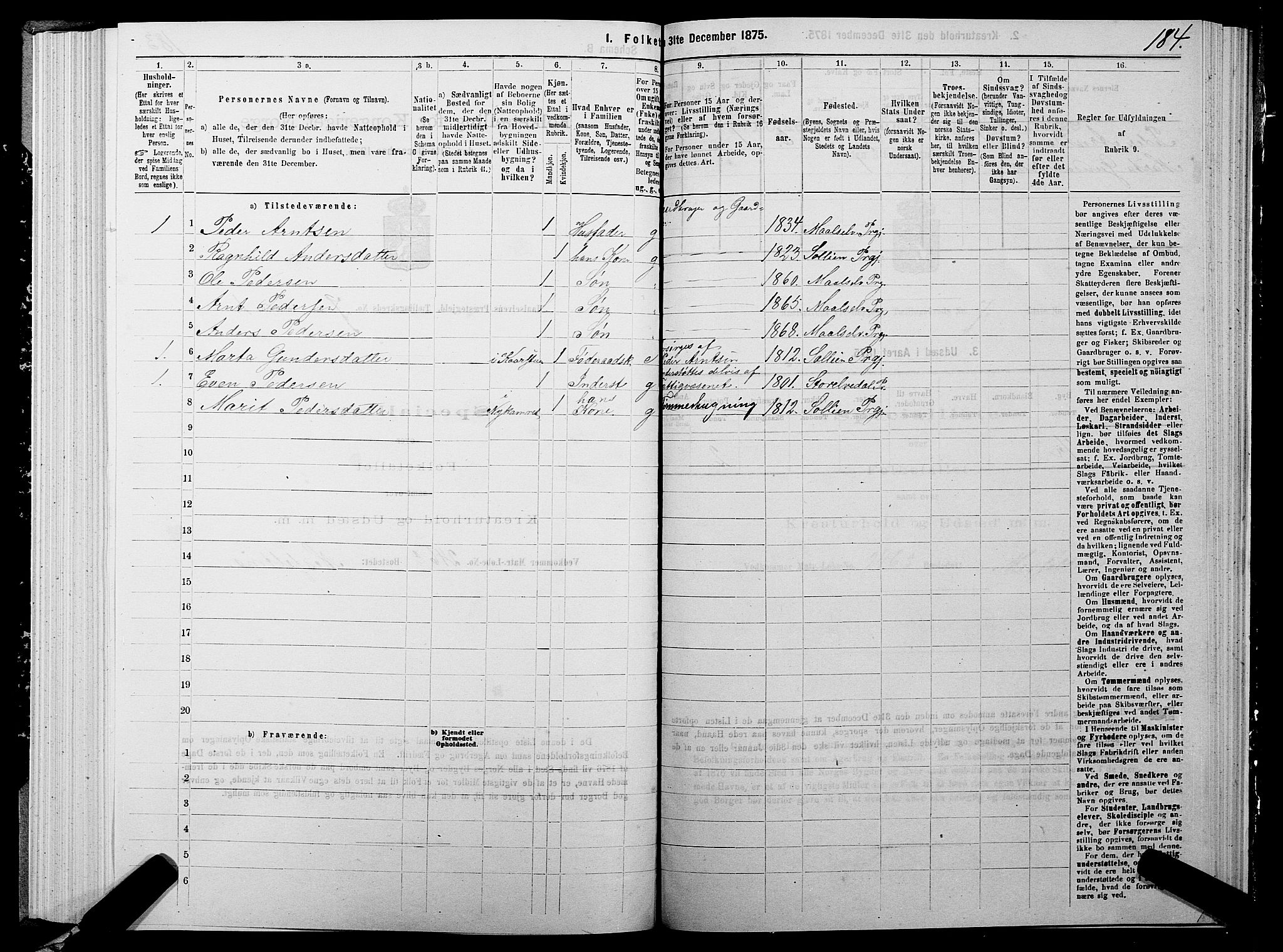 SATØ, 1875 census for 1924P Målselv, 1875, p. 3184