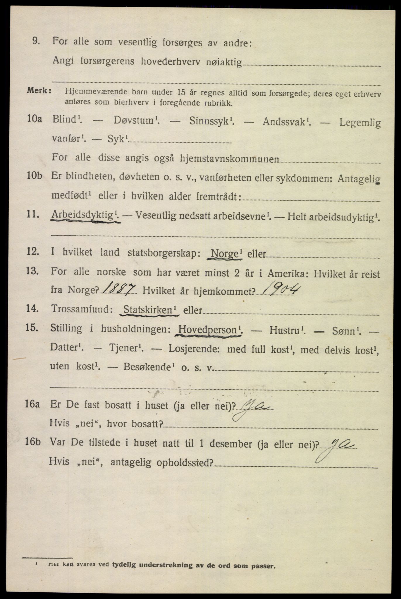 SAK, 1920 census for Sør-Audnedal, 1920, p. 1466