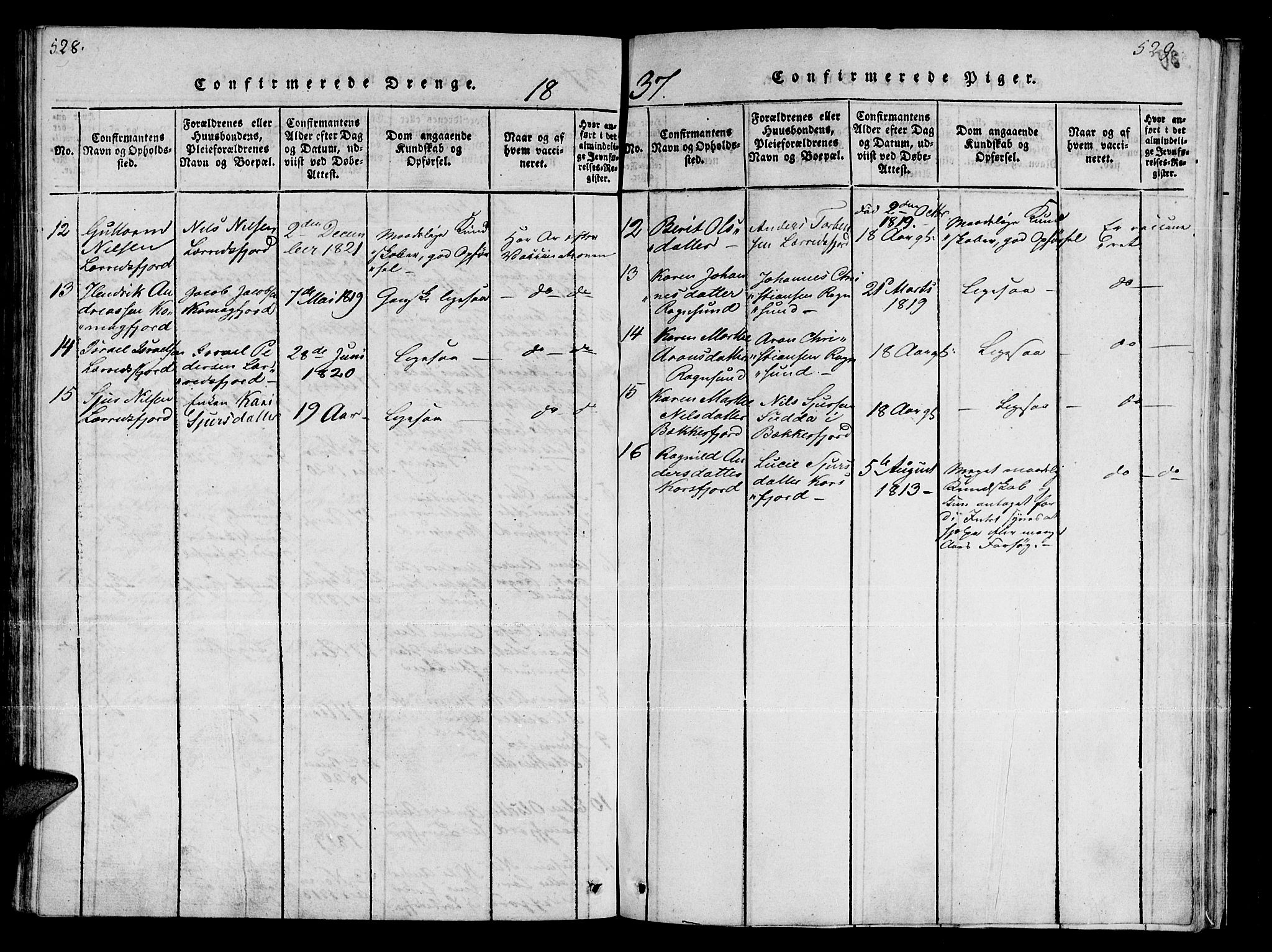 Talvik sokneprestkontor, AV/SATØ-S-1337/H/Ha/L0008kirke: Parish register (official) no. 8, 1821-1837, p. 528-529