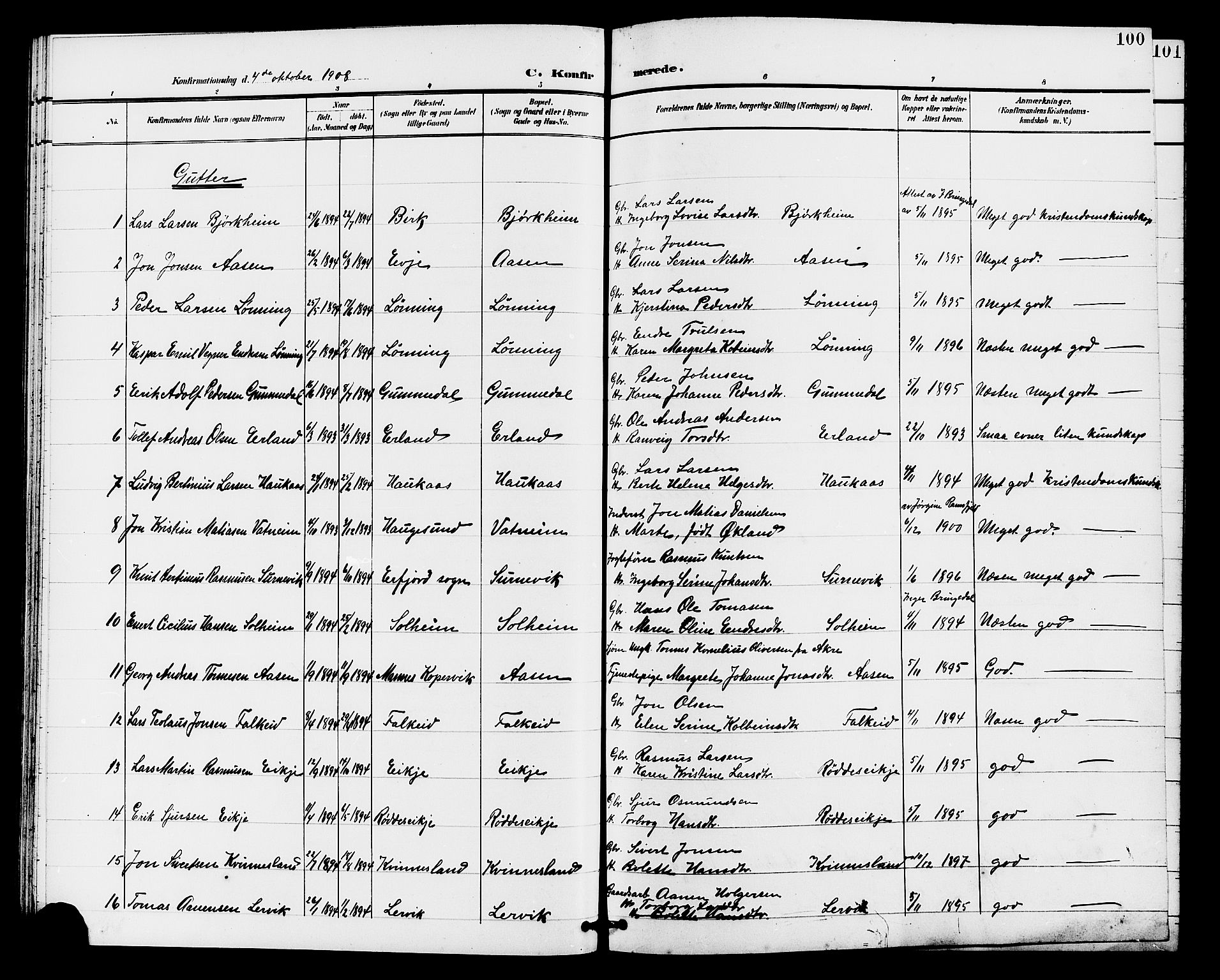 Tysvær sokneprestkontor, AV/SAST-A -101864/H/Ha/Haa/L0008: Parish register (official) no. A 8, 1897-1912, p. 100
