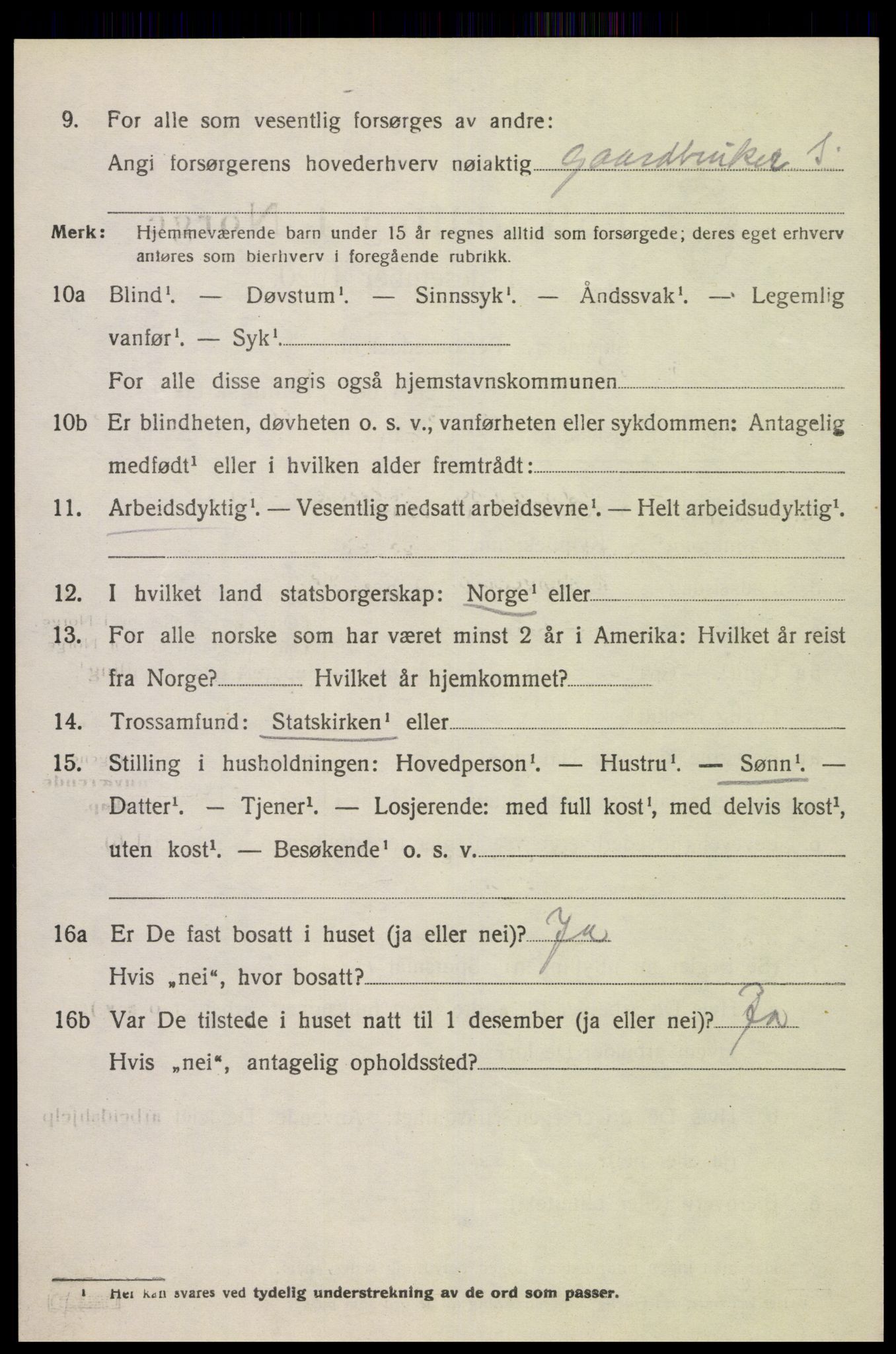 SAK, 1920 census for Feda, 1920, p. 1854