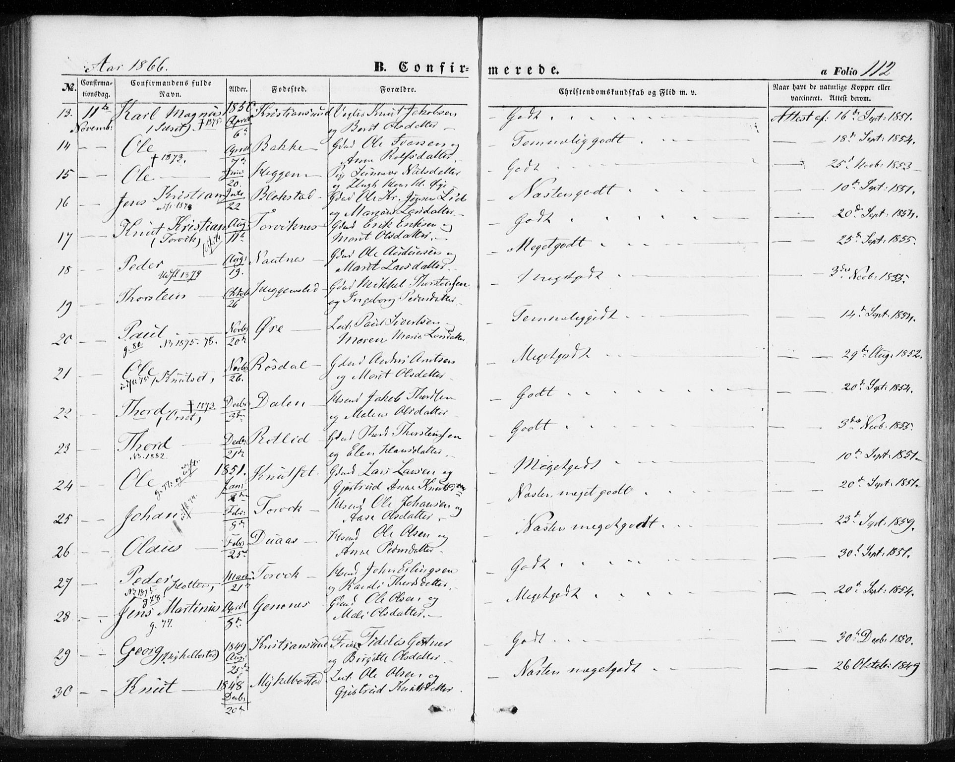 Ministerialprotokoller, klokkerbøker og fødselsregistre - Møre og Romsdal, AV/SAT-A-1454/584/L0965: Parish register (official) no. 584A05, 1857-1868, p. 112