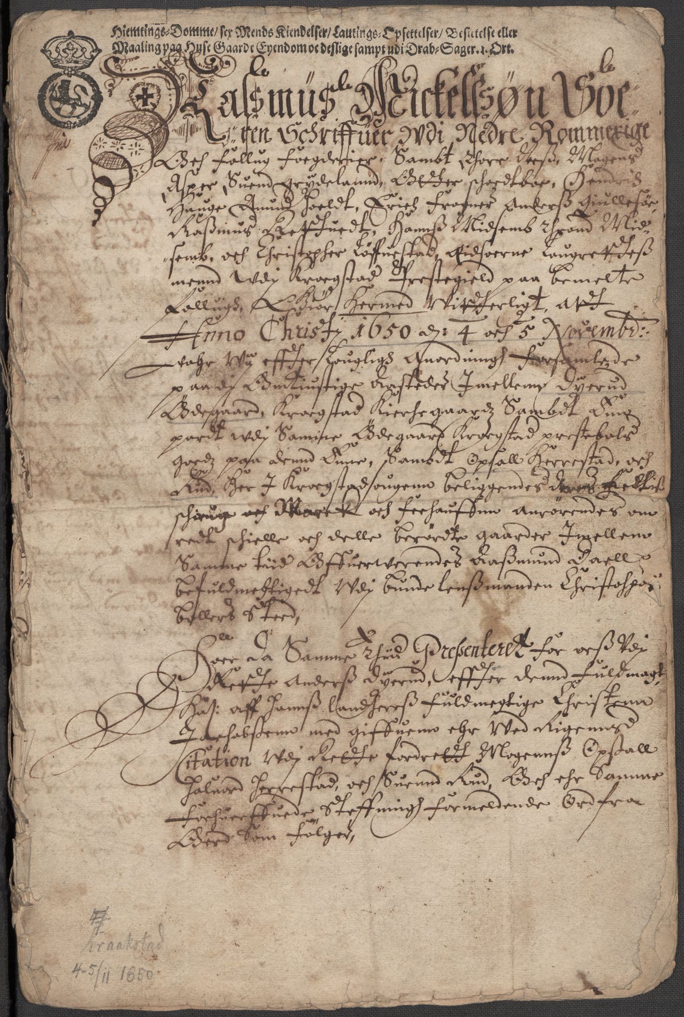 Riksarkivets diplomsamling, AV/RA-EA-5965/F15/L0007: Prestearkiv - Akershus, 1573-1693, p. 118