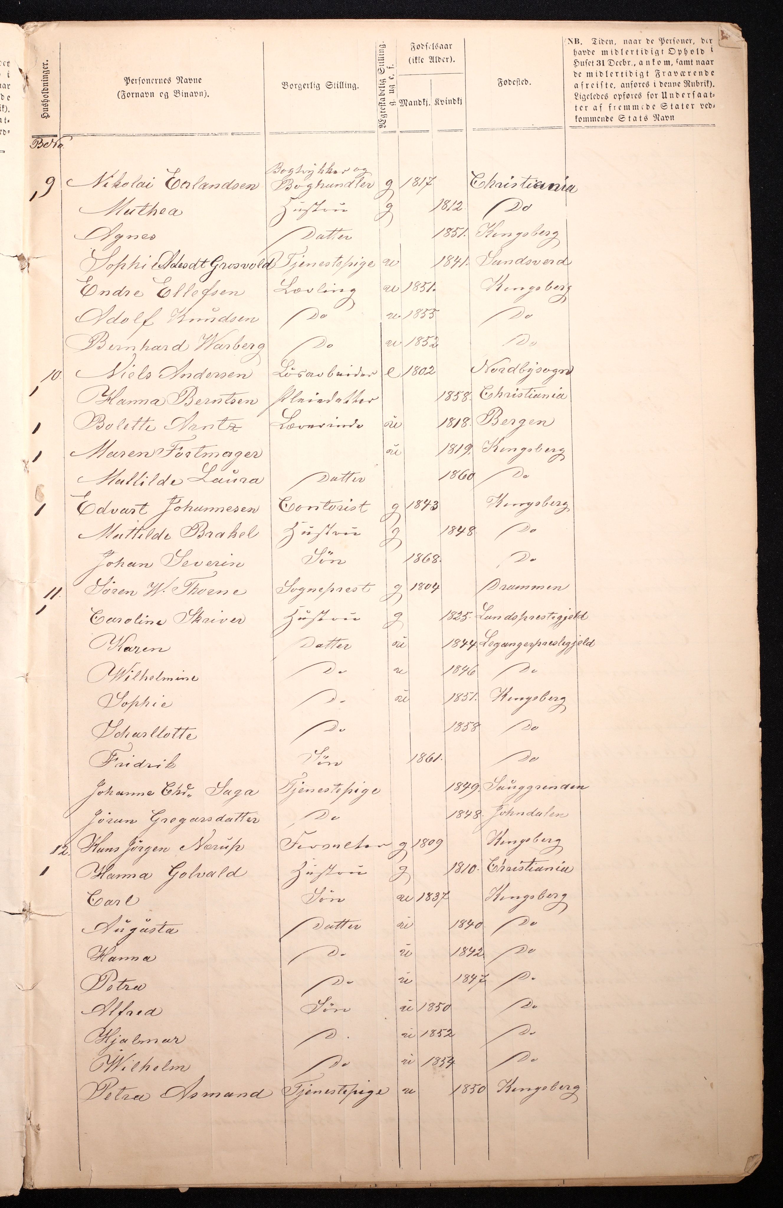 RA, 1870 census for 0604 Kongsberg, 1870, p. 5