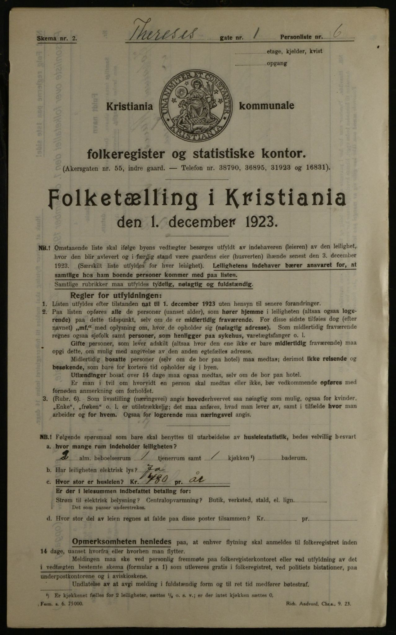 OBA, Municipal Census 1923 for Kristiania, 1923, p. 118954