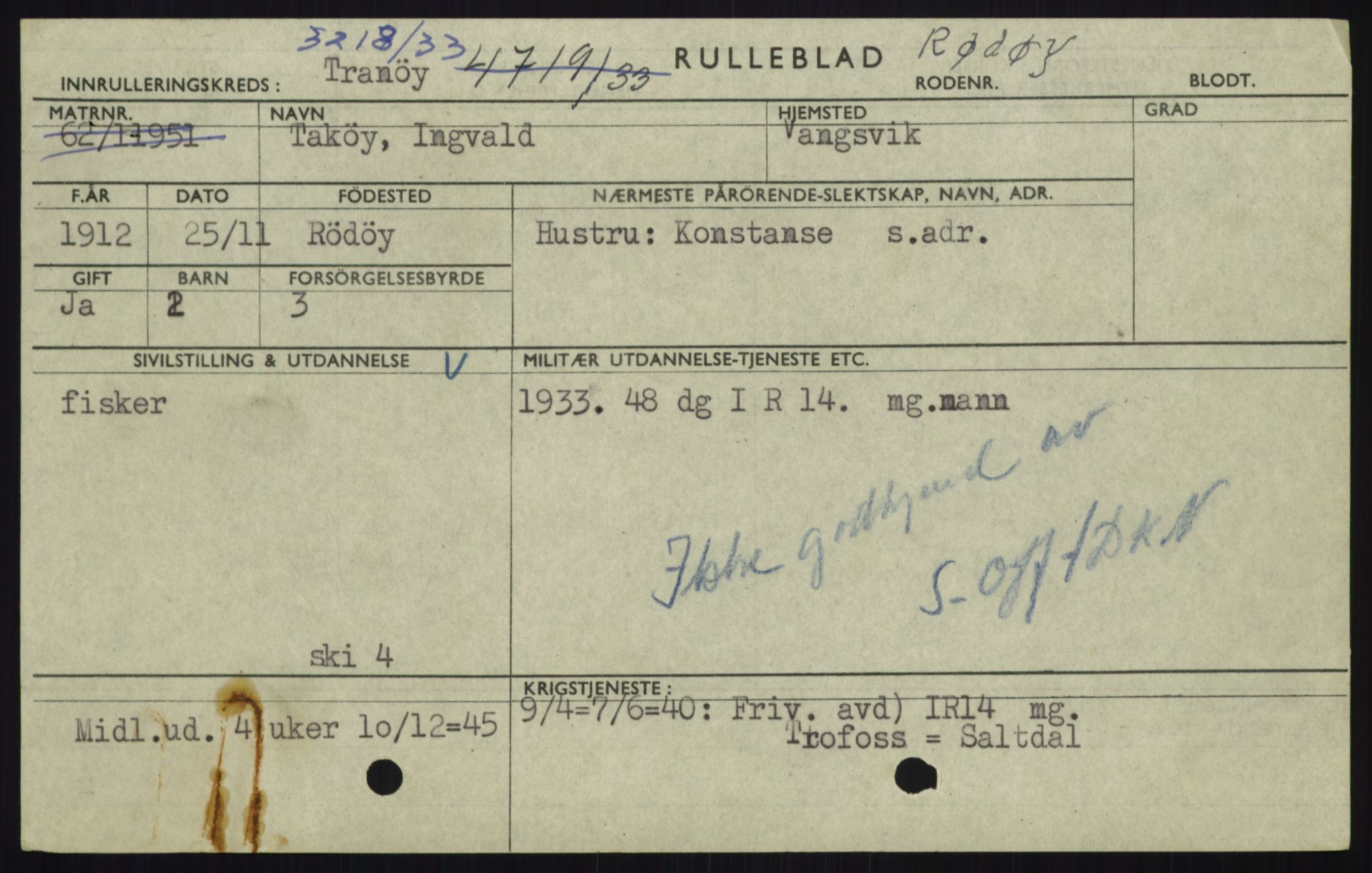 Forsvaret, Troms infanteriregiment nr. 16, AV/RA-RAFA-3146/P/Pa/L0017: Rulleblad for regimentets menige mannskaper, årsklasse 1933, 1933, p. 1273