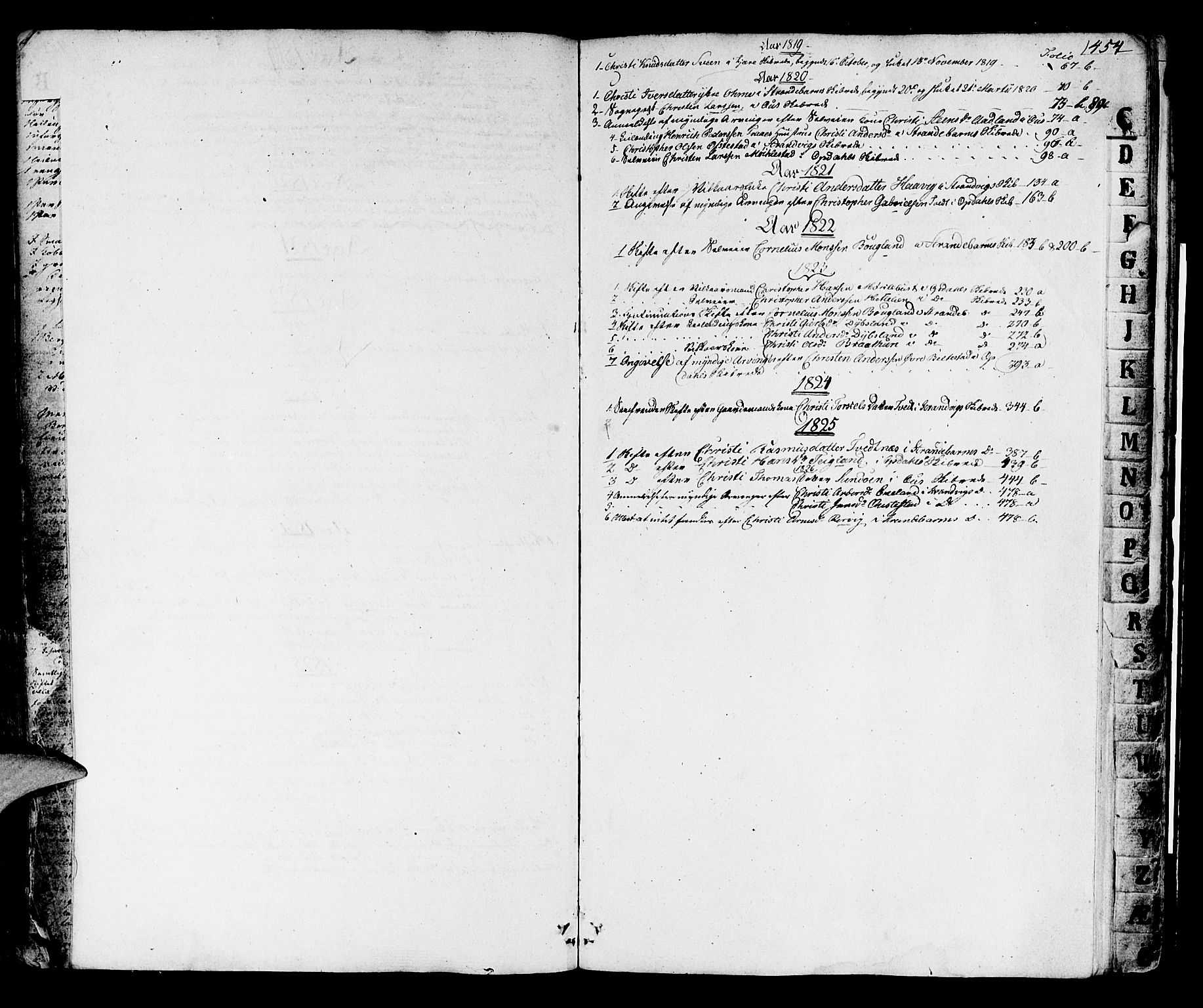 Sunnhordland sorenskrivar, AV/SAB-A-2401/1/H/Ha/Haa/L0014: Skifteprotokollar. Register i protokoll, 1819-1826, p. 453b-454a