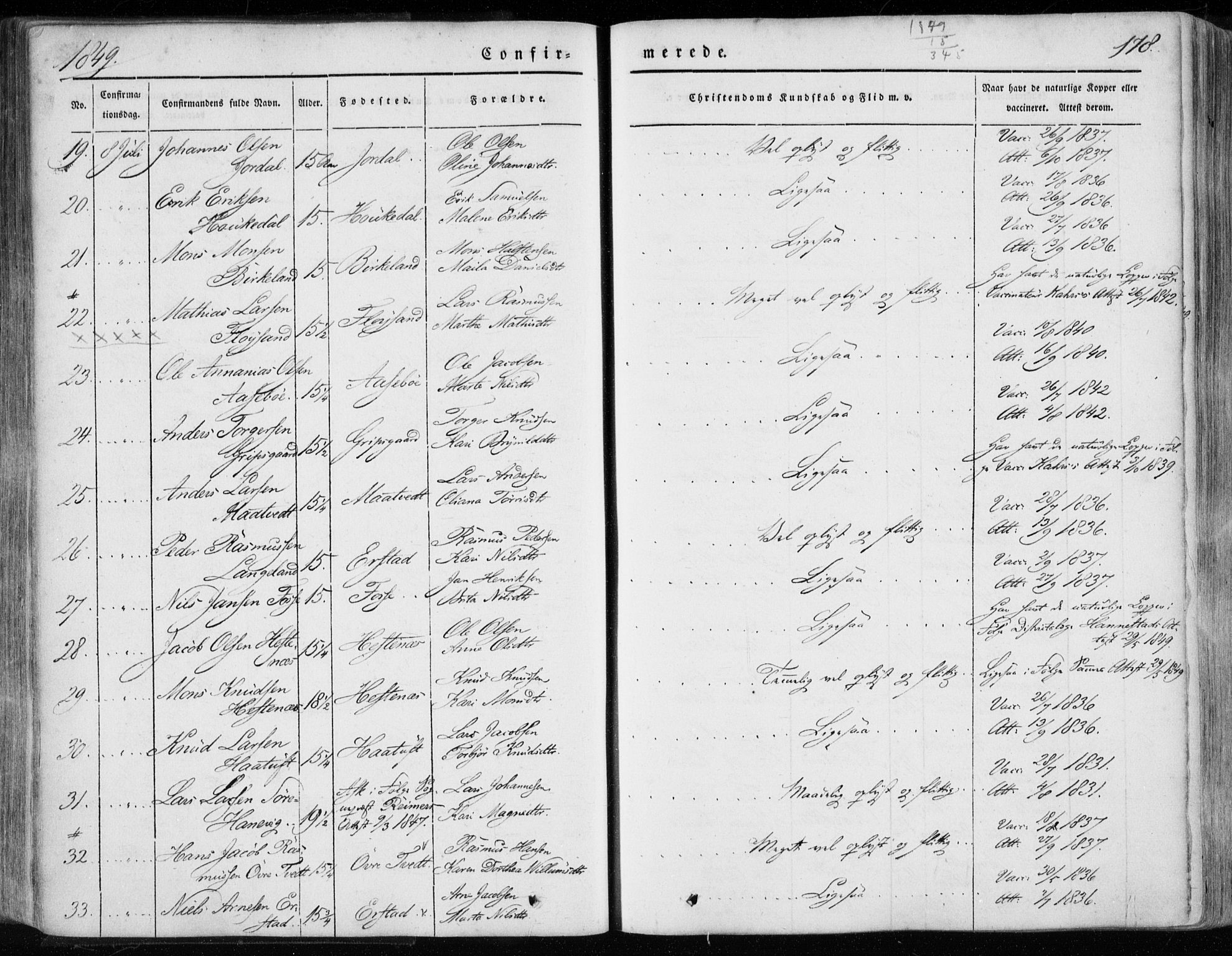 Hamre sokneprestembete, AV/SAB-A-75501/H/Ha/Haa/Haaa/L0013: Parish register (official) no. A 13, 1846-1857, p. 178