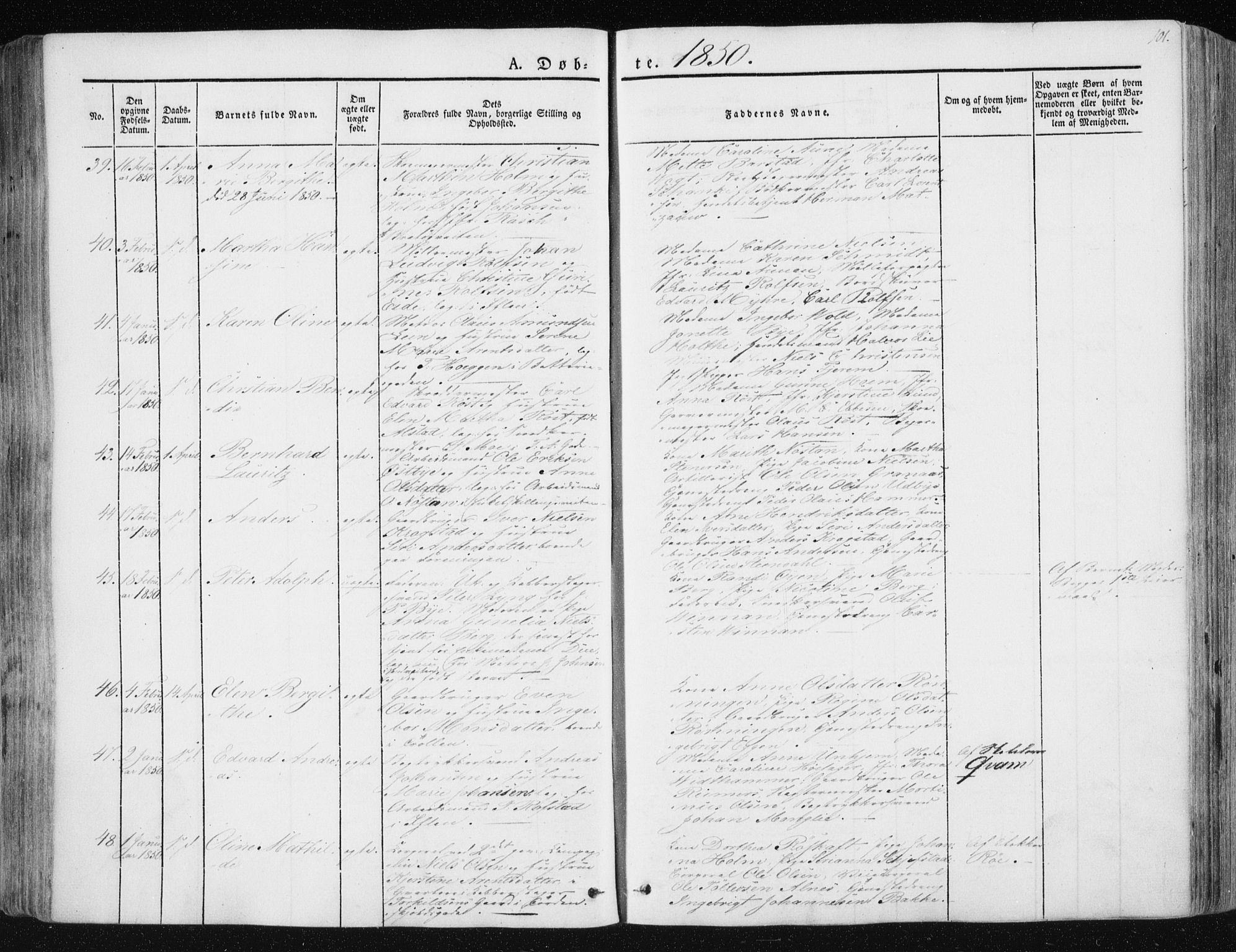 Ministerialprotokoller, klokkerbøker og fødselsregistre - Sør-Trøndelag, AV/SAT-A-1456/602/L0110: Parish register (official) no. 602A08, 1840-1854, p. 101