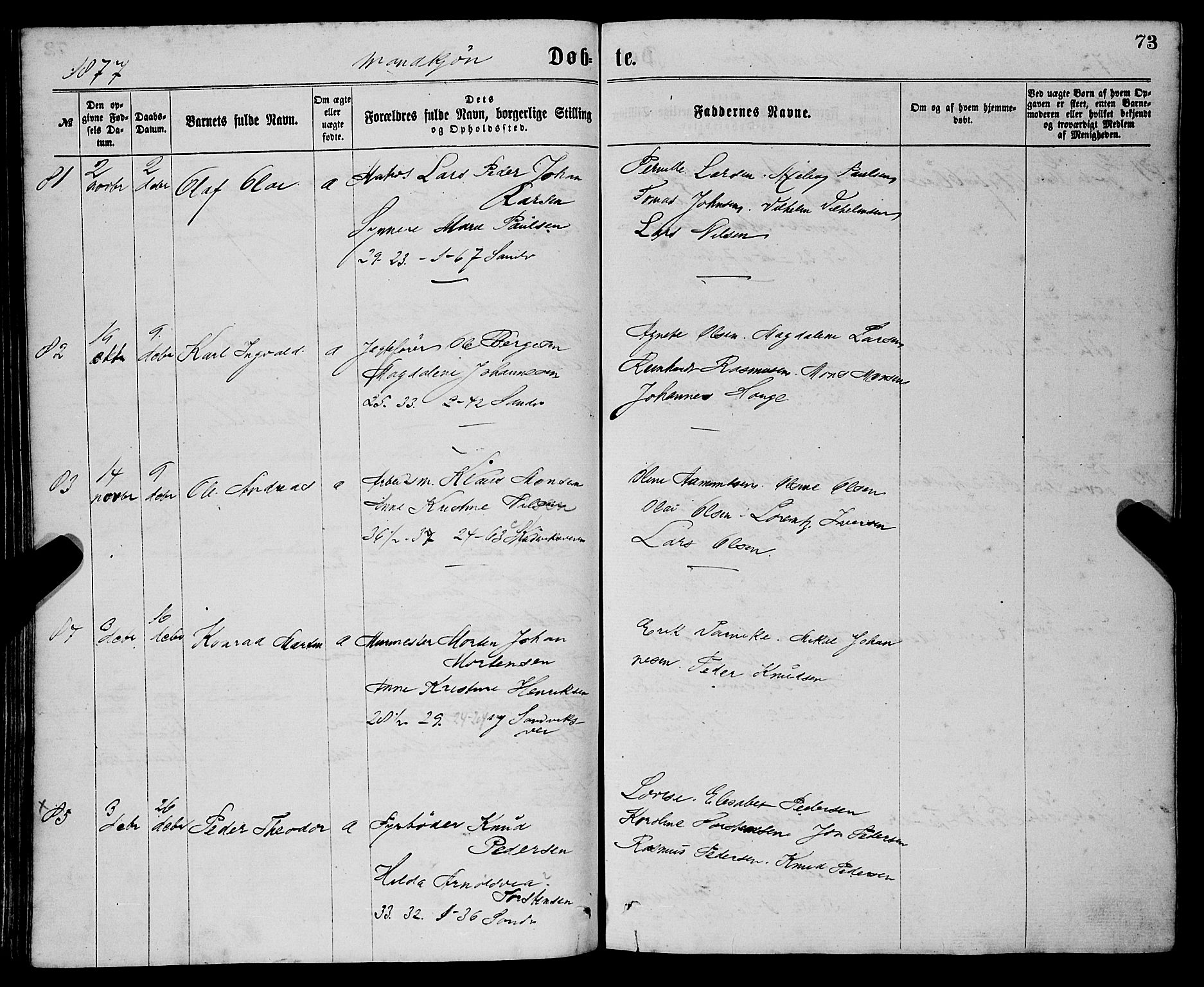 Sandviken Sokneprestembete, AV/SAB-A-77601/H/Ha/L0001: Parish register (official) no. A 1, 1867-1877, p. 73