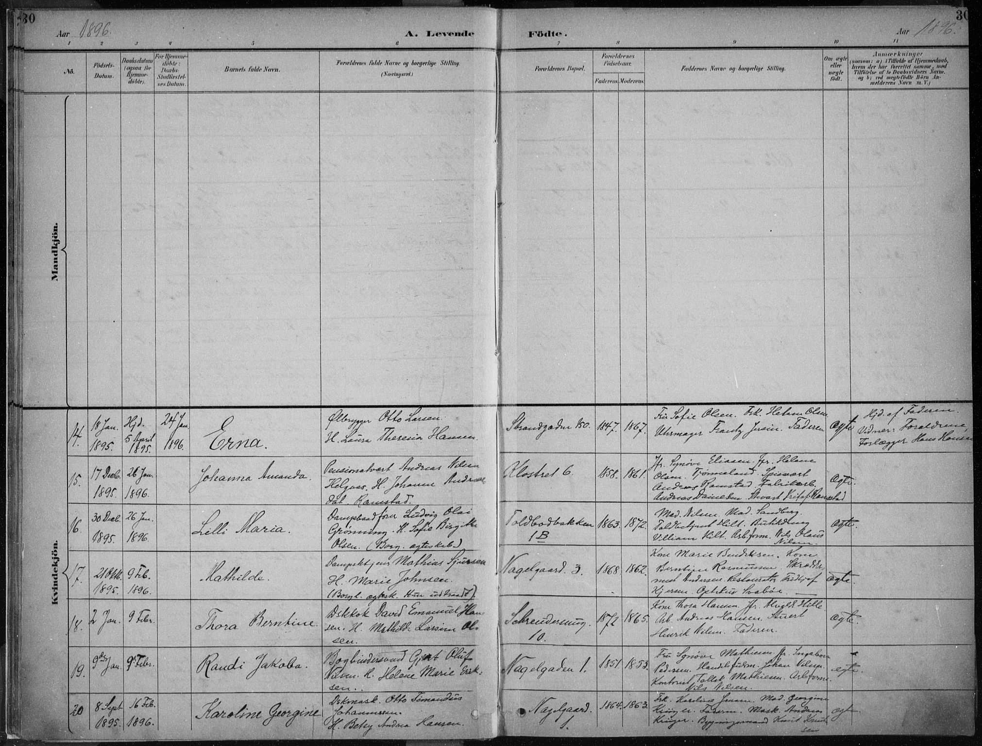 Nykirken Sokneprestembete, AV/SAB-A-77101/H/Haa/L0018: Parish register (official) no. B 6, 1895-1903, p. 30