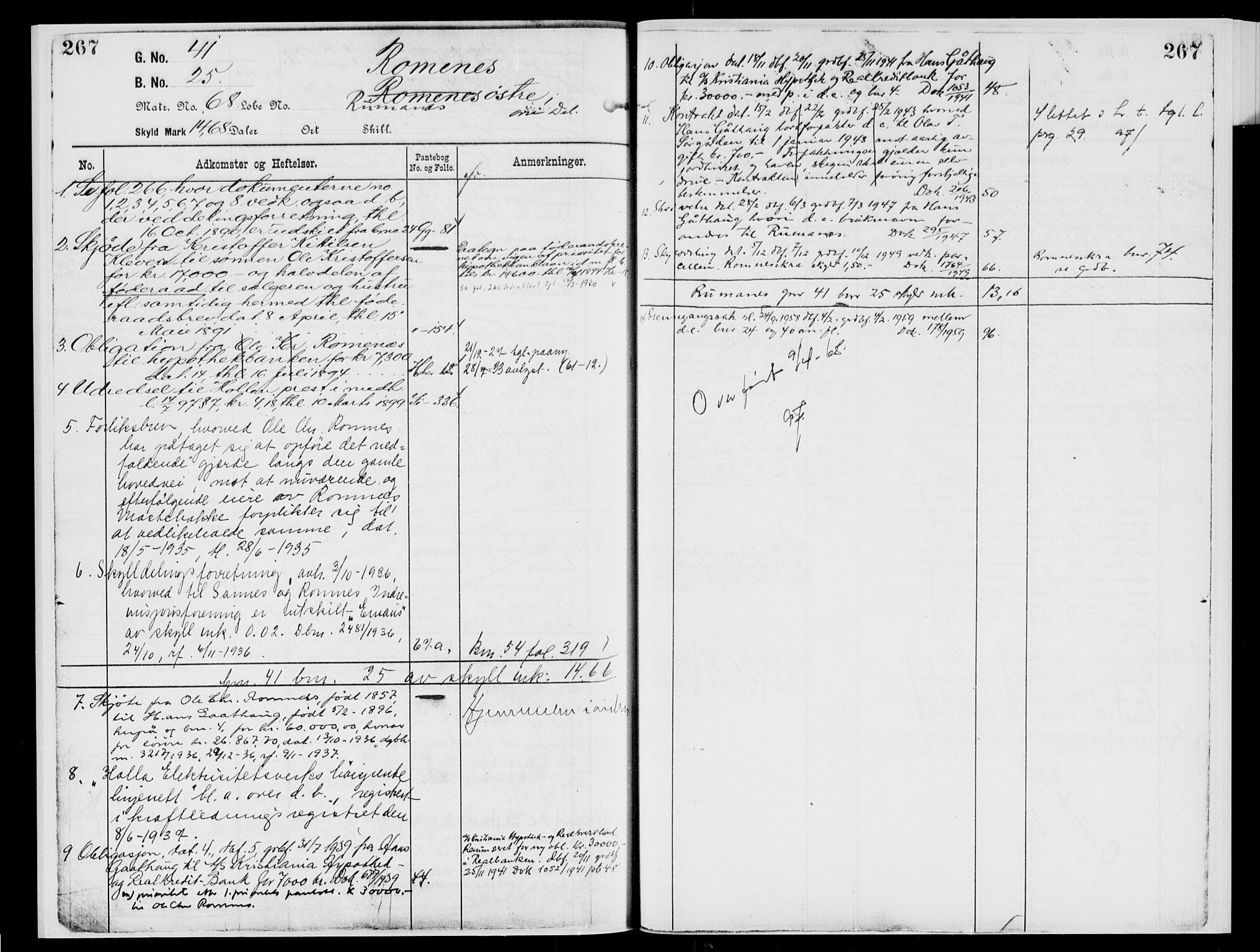 Nedre Telemark sorenskriveri, AV/SAKO-A-135/G/Gb/Gbg/L0002: Mortgage register no. VII 2, p. 267