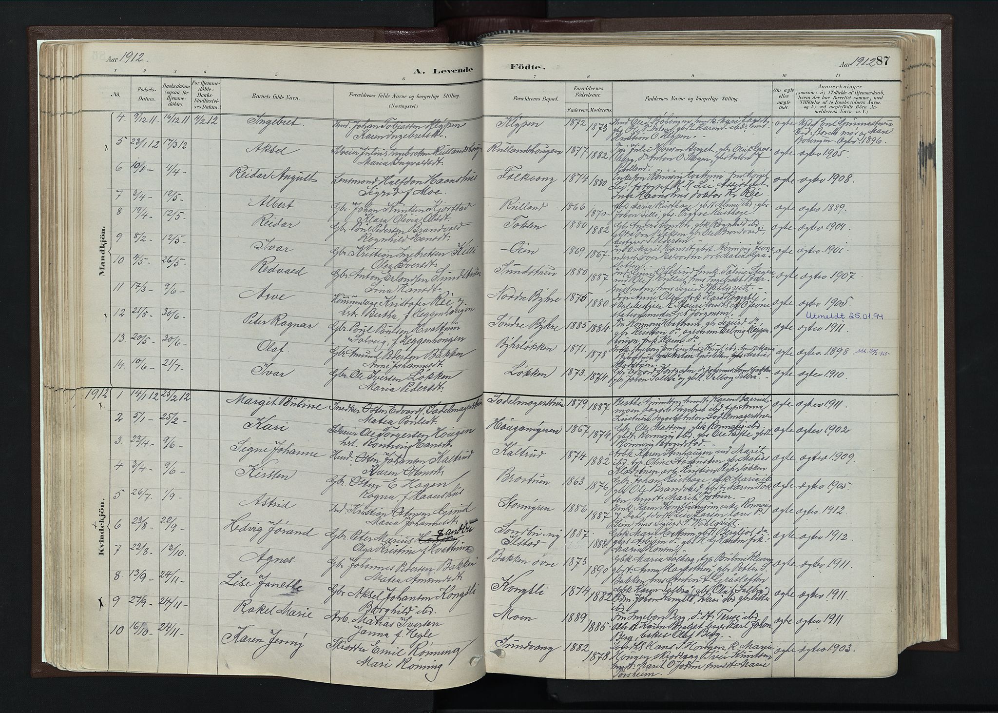 Nord-Fron prestekontor, SAH/PREST-080/H/Ha/Haa/L0004: Parish register (official) no. 4, 1884-1914, p. 87