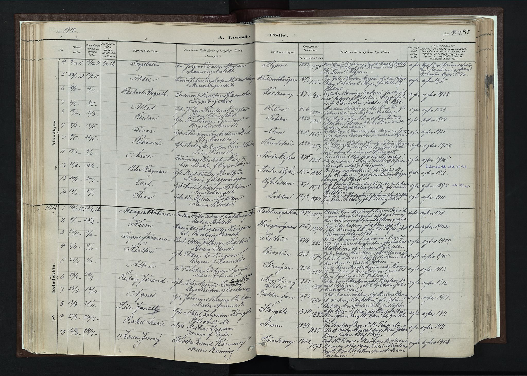 Nord-Fron prestekontor, AV/SAH-PREST-080/H/Ha/Haa/L0004: Parish register (official) no. 4, 1884-1914, p. 87